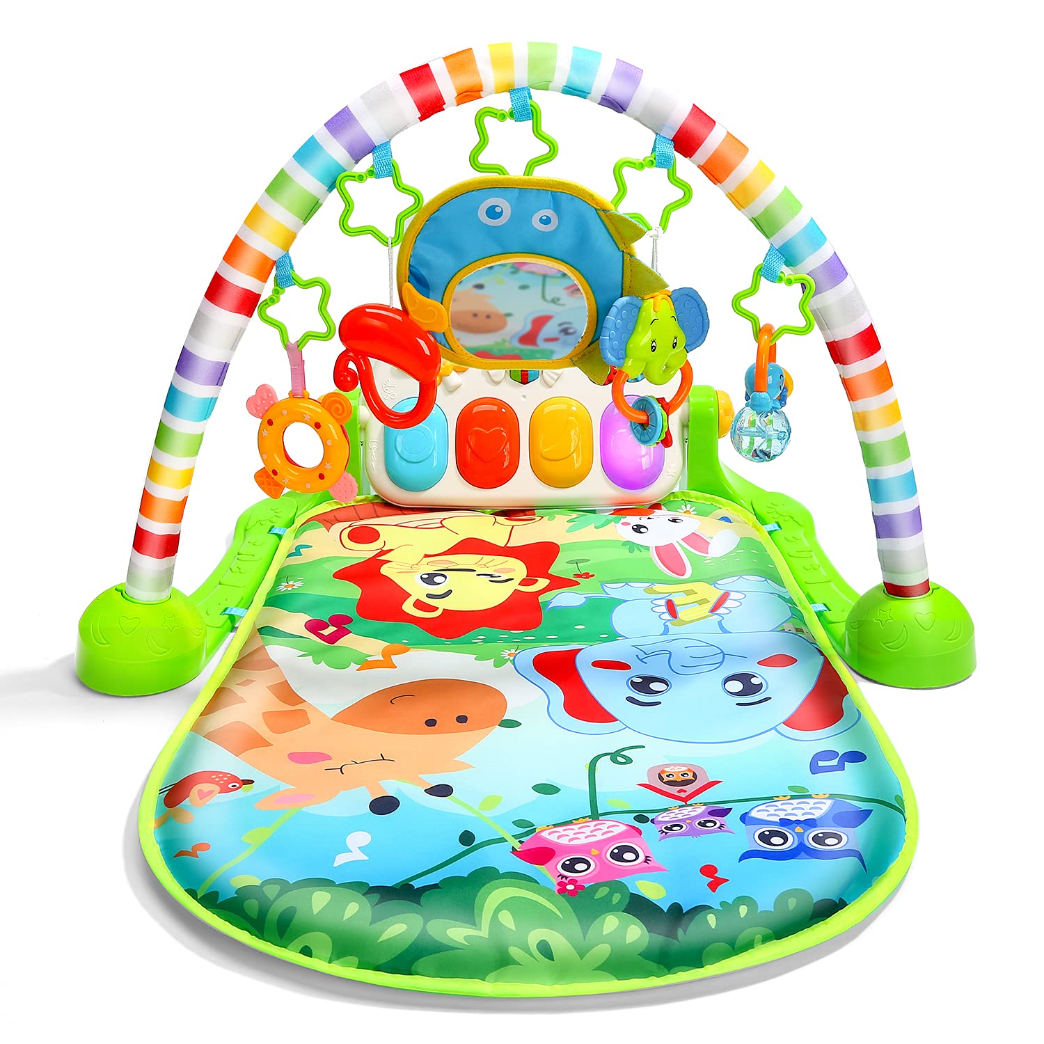 CUTE STONE Baby Gym Play Mat , Kick and Play Piano Gym, Musical Activity Center for Infants Toddlers Pack of 2