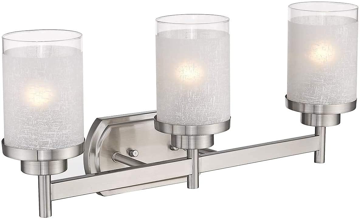 TENGXIN 1-Light Modern Bath Vanity Light Fixture,Brushed Nickel Finish with White Linen Frosted Glass Shades,Wall Sconces for Living Room, Porch, Mirror Cabinet，2-Pack &hellip;