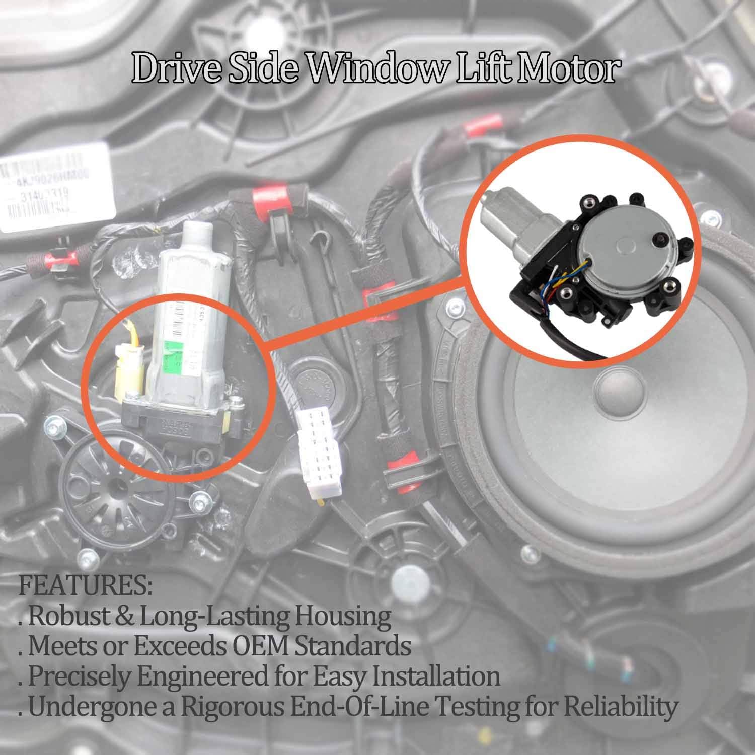 Window Lift Motor Front Left Driver Side Compatible with 2005-2014 Nissan Armada 2004-2014 Nissan Titan 2004 Nissan Pathfinder Armada 2004-2011 Infiniti QX56 Replace# 80731-9FJ0A 80731-ZT01A (Model A)