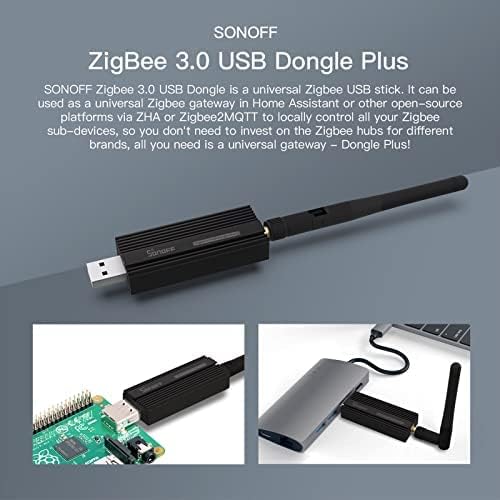 SONOFF Zigbee 3.0 USB Dongle Plus Gateway, Universal Zigbee 3.0 USB Gateway with Antenna for Home Assistant, Open HAB etc, Wireless Zigbee USB Adapter Pack of 2
