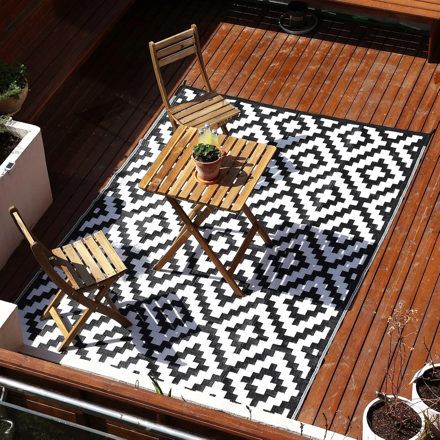 RVGUARD RV Outdoor Rugs, Reversible Patio Mat 9 x 12 Feet, Waterproof Camping Rugs for Indoor/Outdoor, Patio, RV, Picnic, Beach, Backyard, Deck