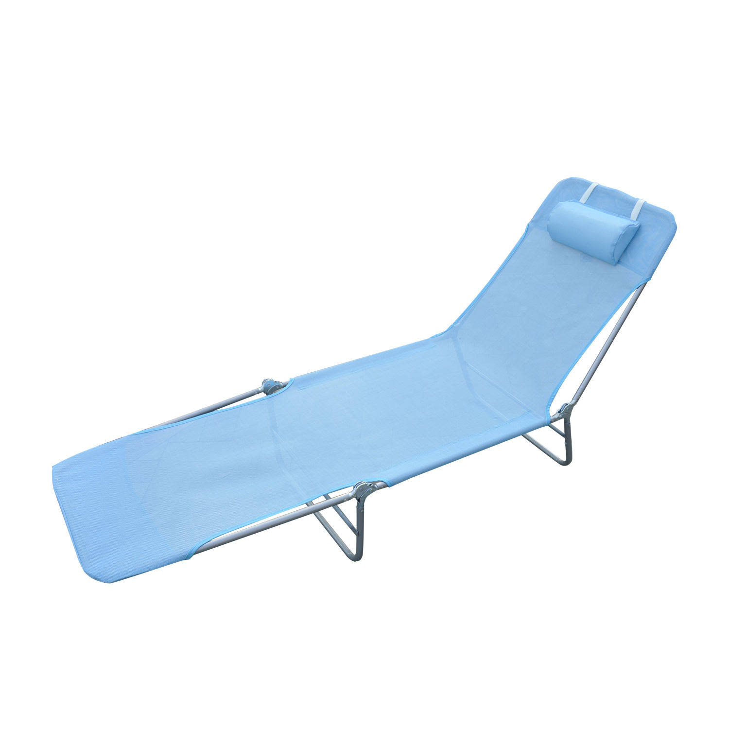 Outsunny Adjustable Reclining Beach Sun Lounge Chair - Blue