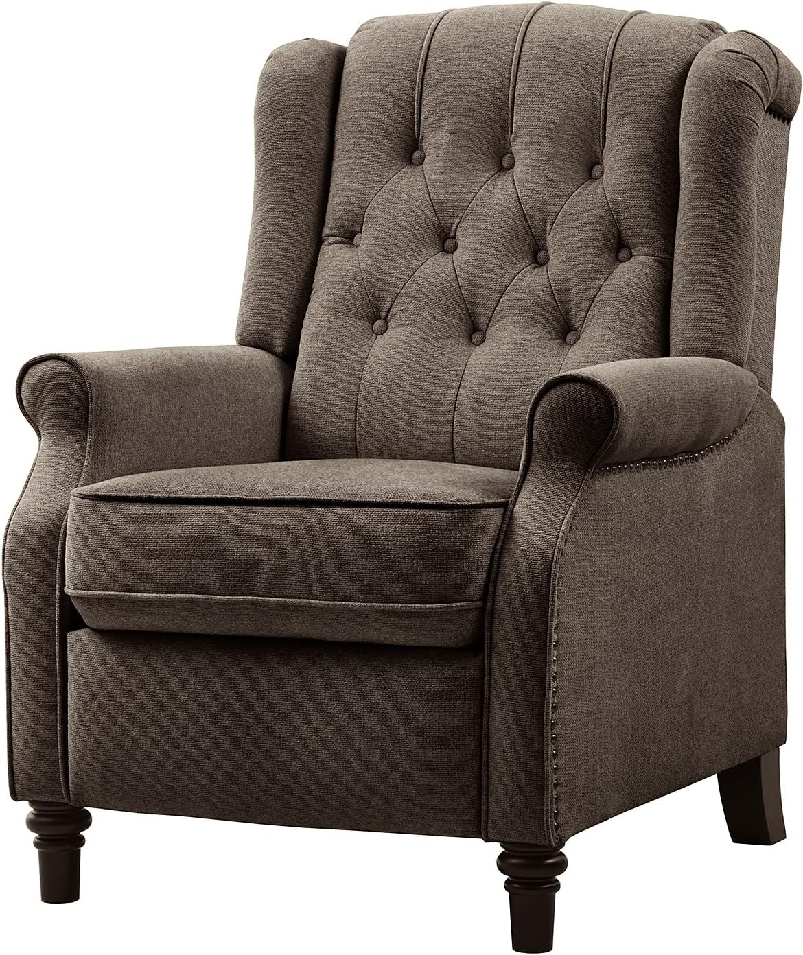 YANXUAN Pushback Recliner Chair, Recliner Armchair with Padded Seat, Footrest, (Dark Khaki)