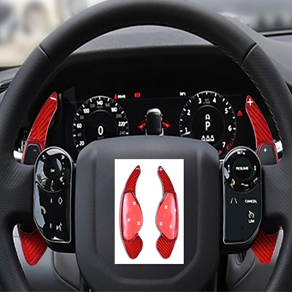 Paddle-Shifter Extension for Jaguar Land-Rover - Carbon Fiber Paddle Shifter Cover ,Car Refitting Decoration Accessories,for Land Rover Jaguar XF XE XJ F-PACE F-Type (Red)