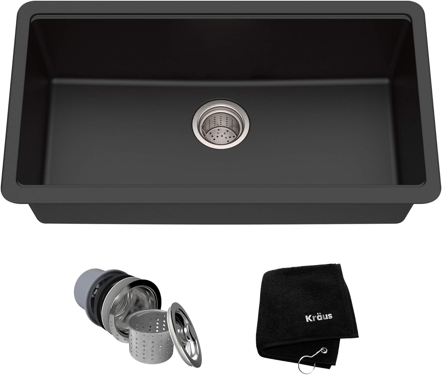 Kraus KGD-412B Quarza Granite Kitchen Sink, 31.5 Inch, Black