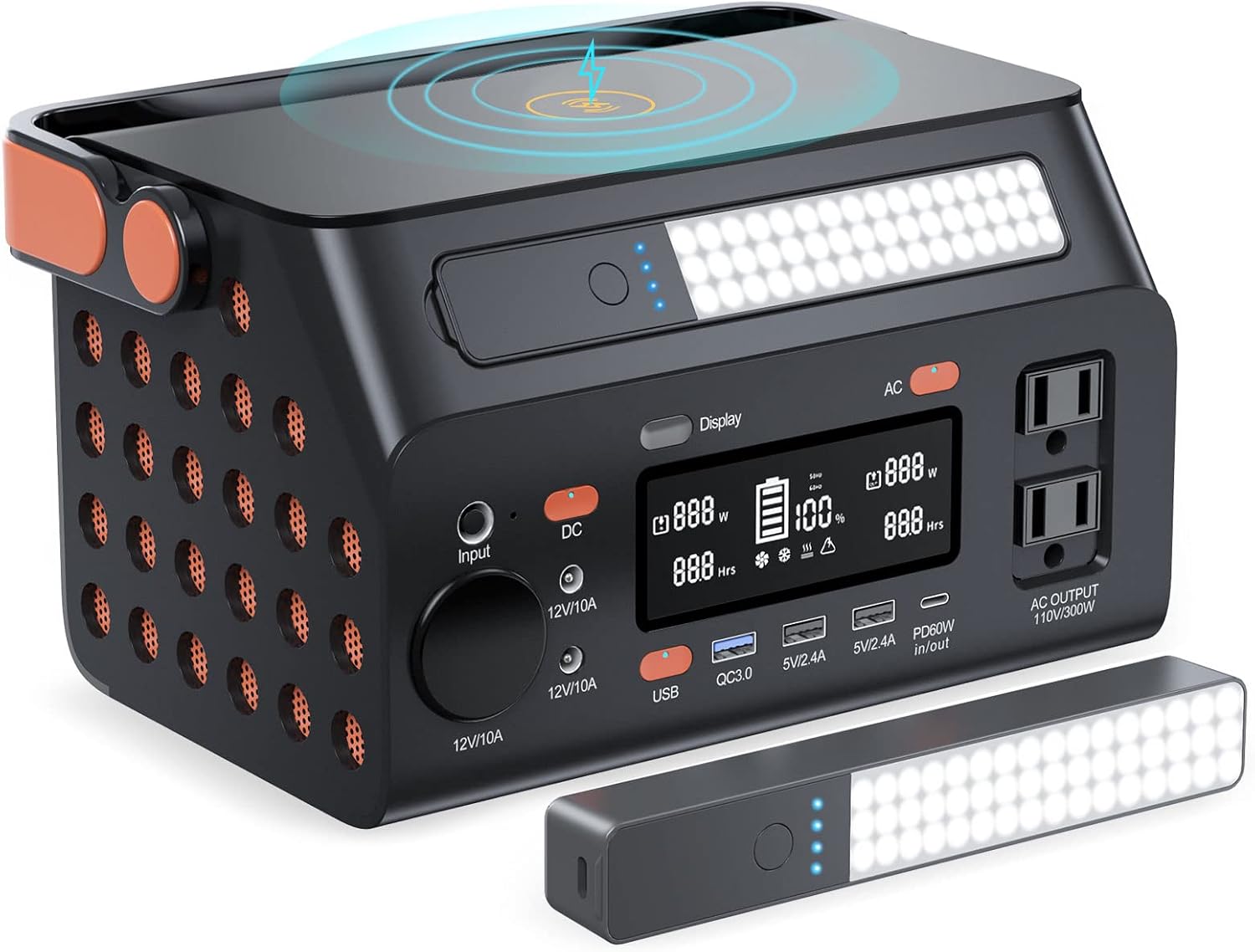 Portable Power Station, 80000mAh/296Wh Outdoor Generator with AC Outlet/DC Ports/USB Ports, Jueyue 300W Backup Battery Pack Power Supply for CPAP Outdoor Camping Adventure Load Trip Emergency