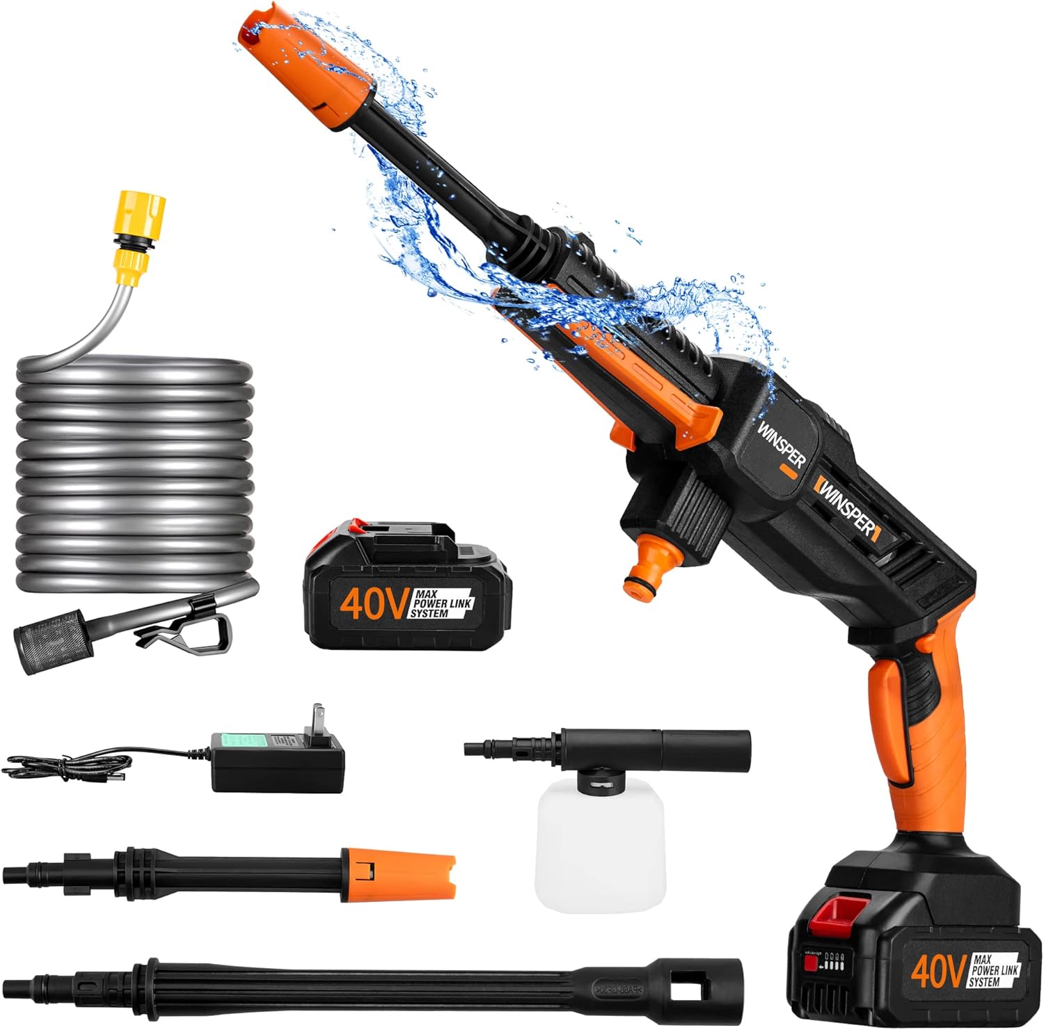 Cordless Pressure Washer - Portable and Lightweight Multitool Cleaner Set - 15AH High-Capacity & Long Battery Life | MAX 1160 PSI 20V Power Cordless Machine for Car, House & Garden