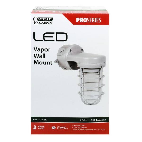 Feit Electric 5 in. 17.5-Watt Grey Outdoor Security Commercial Grade Vapor Tight Integrated LED Wall Pack Light (4-Pack)