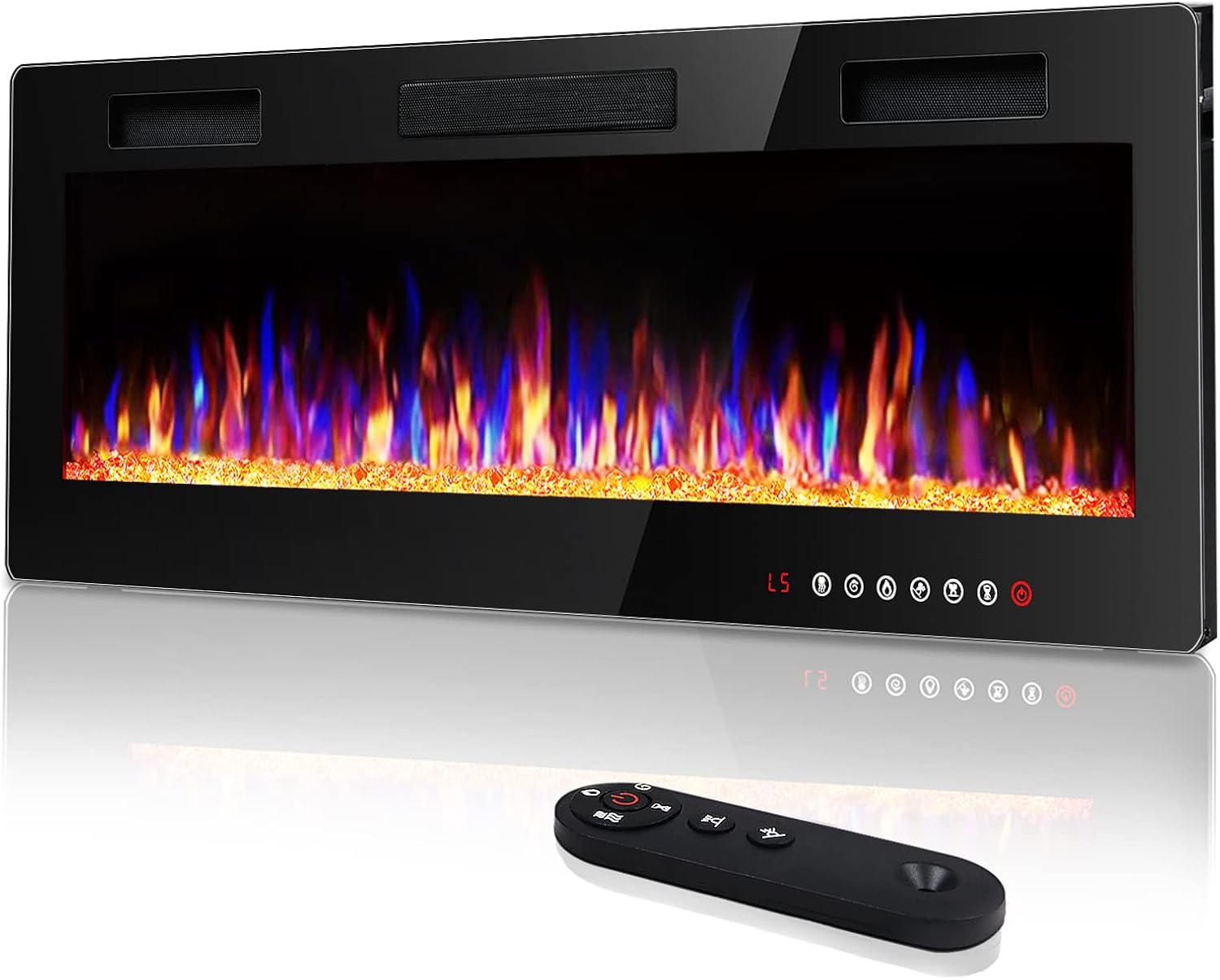 Vitesse 50 inch Ultra-Thin Electric Fireplace in-Wall Recessed and Wall Mounted Fireplace Heater,Linear Fireplace with Multicolor Flame,Timer,Low Noise,750/1500W,Touch Screen & Remote Control(50&rsquo;&rsquo;)