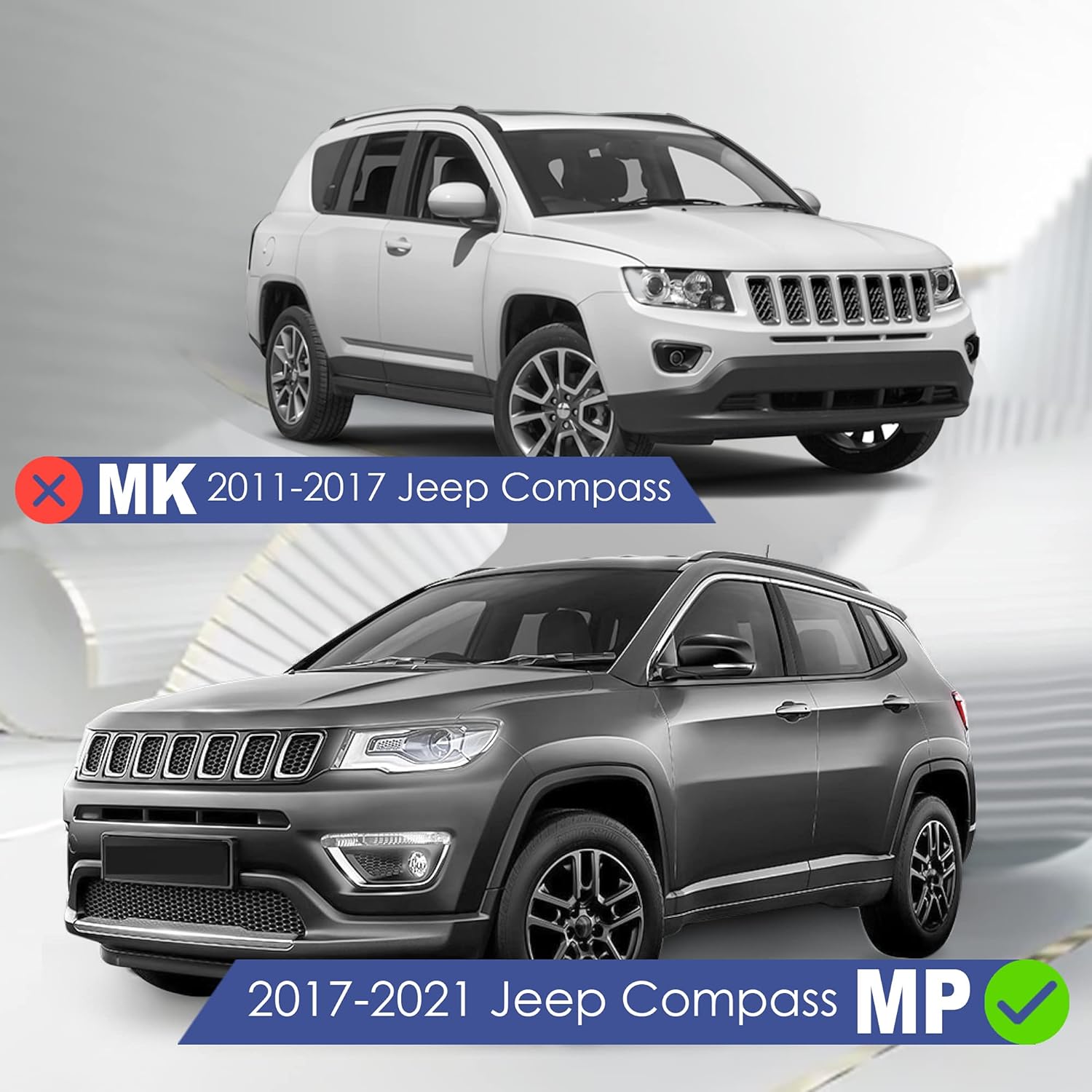 MOSTPLUS Roof Rack Cross Bar Rail Compatible with 2017 2018 2019 2020 Jeep Compass Only fit New Body (MP) Model