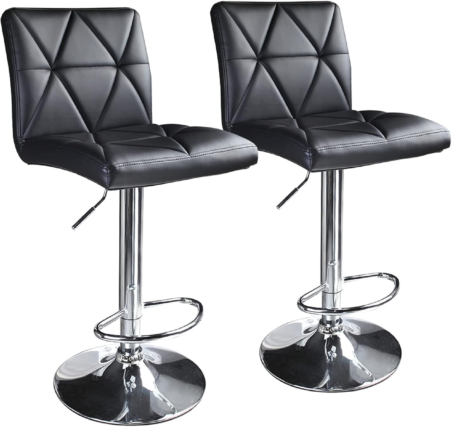 Leader Accessories Modern Swivel Grey Bar Stool Diagonal Line, Hydraulic Adjustable Bar Stools,Set of 2