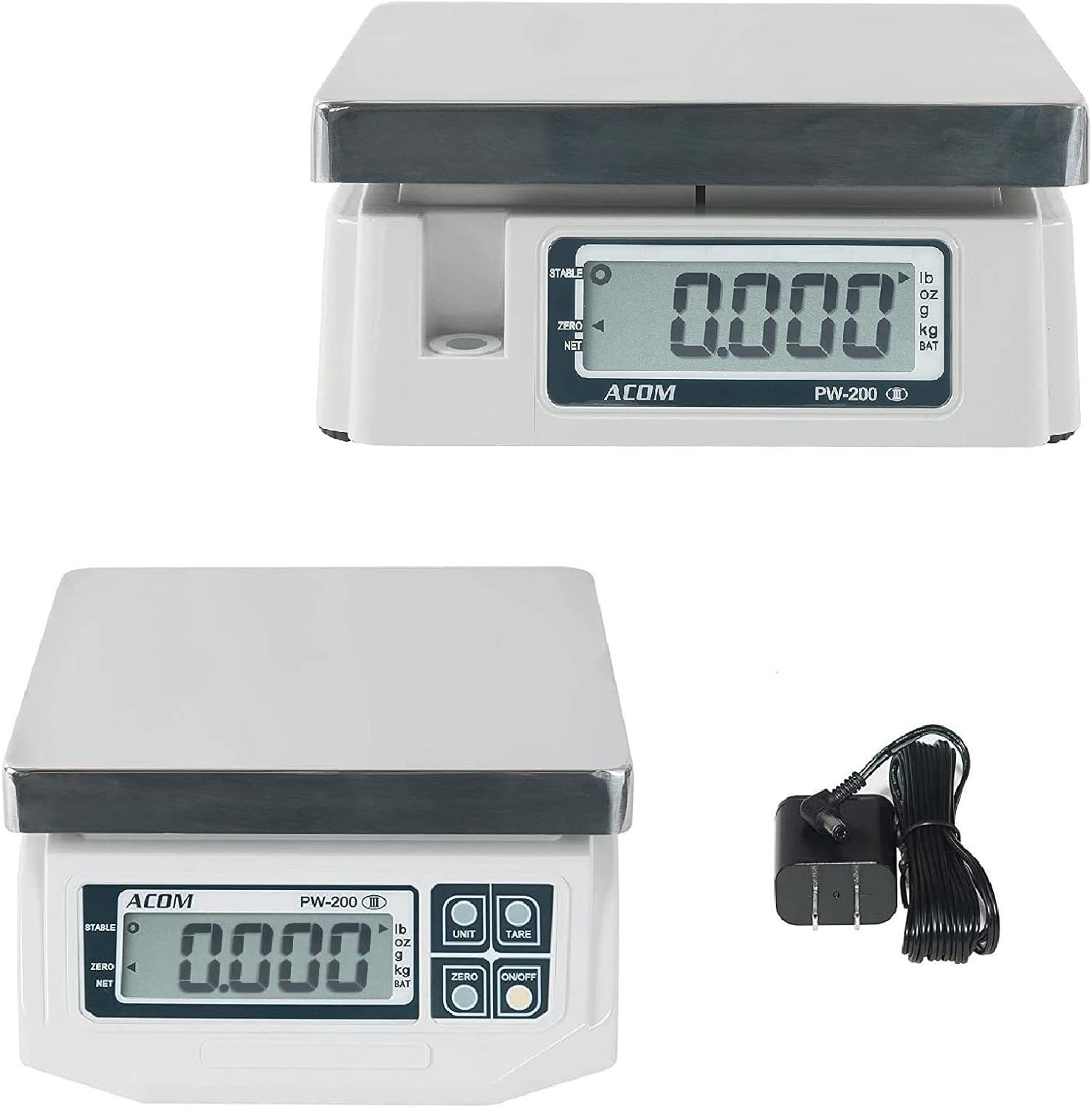 VisionTechShop ACOM PW-200 Digital Portion Control Scale, Dual Display, Lb/Oz/Kg/g Switchable, Low Profile Design, 30lb Capacity, 0.01lb Readability, NTEP Legal for Trade COC #18-060A1