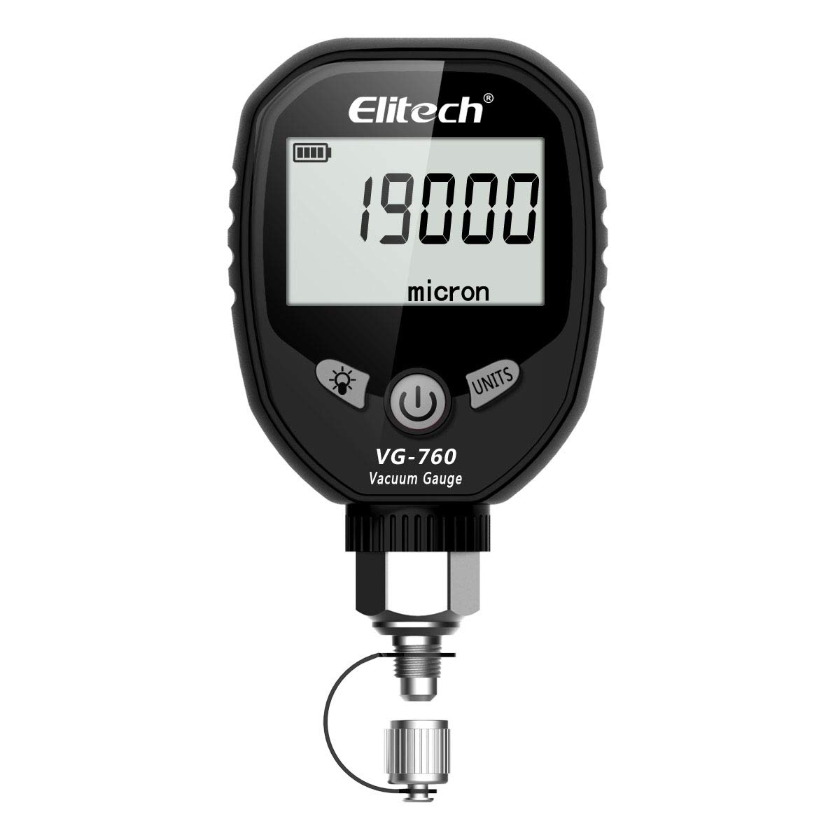 Elitech VG-760 Digital Vacuum Gauge Micron Gauge for HVAC Micron Meter Refrigerant Vacuum Meter Digital Micron Leakage Test 1/4'' SAE