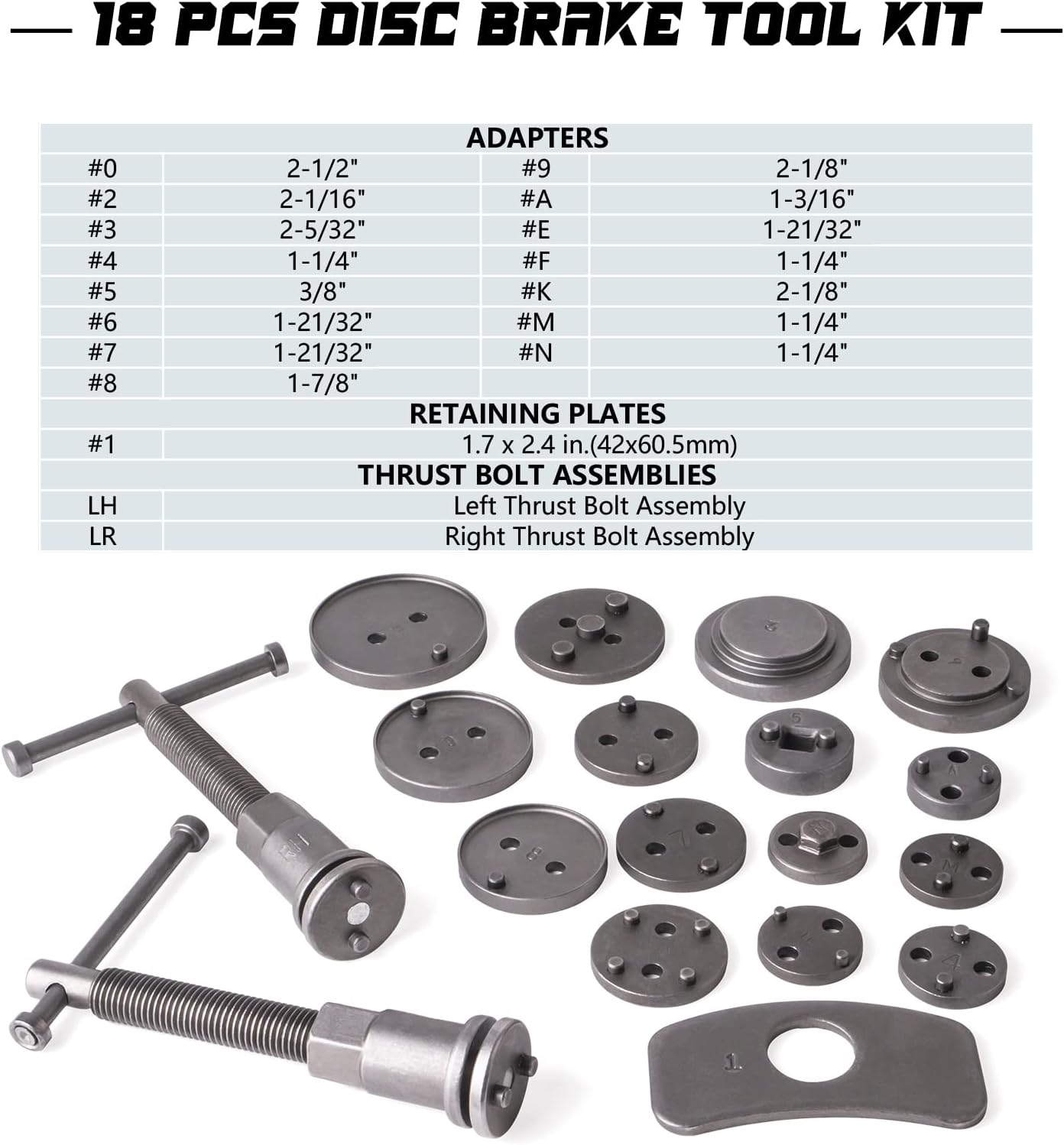 Fumrtcy Brake Tool Sets, 18Pcs Disc Brake Caliper Tool Set Wind Back Tool Kit & 8Pcs Drum Brake Tool Kit &ndash; Removal and Installation Tools