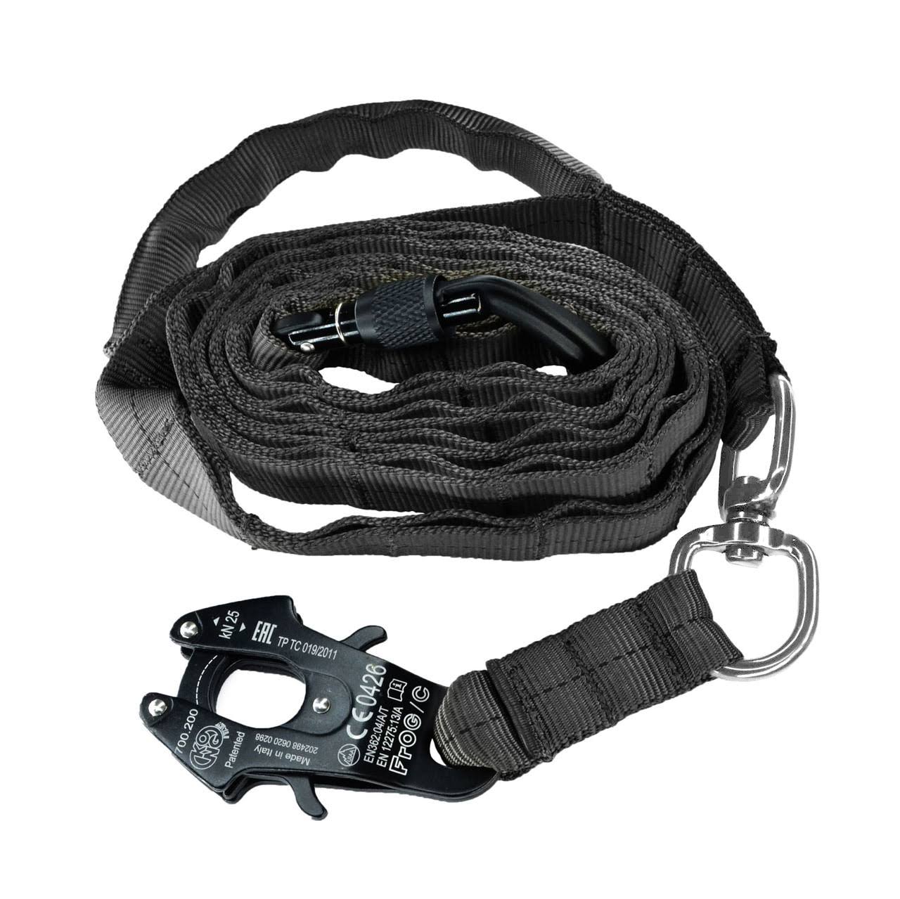 Nylon Adjustable Service Dog Leash with Frog Clip - Black