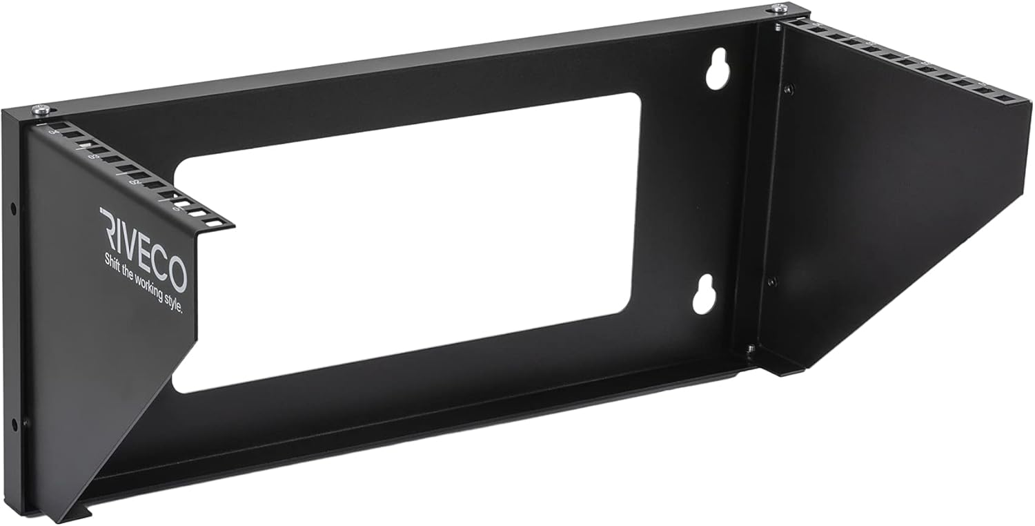 RIVECO 4U Wall Mount Rack for Network| Reinforced Heavy Load 66-99 LBS Small Server Racks Vertical & Horizontal Mounting for 19 inches IT & Studio Equipment. Pack of 2