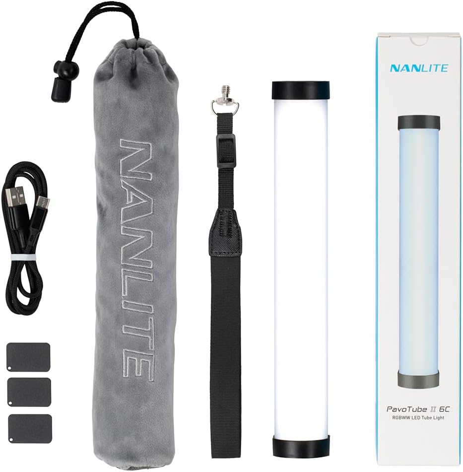 Nanlite PavoTube II 6C 10in 6w RGBWW LED Tube with Internal Battery Pack of 2