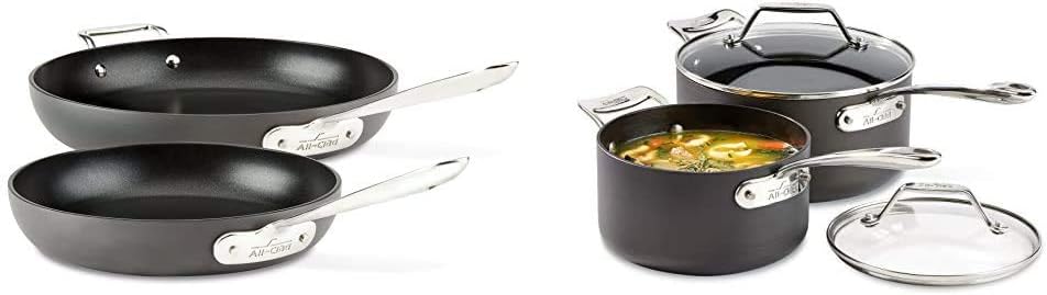 All-Clad E785S264/E785S263 HA1 Hard Anodized Nonstick Dishwasher Safe PFOA Free 8 and 10-Inch Fry Pan Cookware Set, 2-Piece, Black