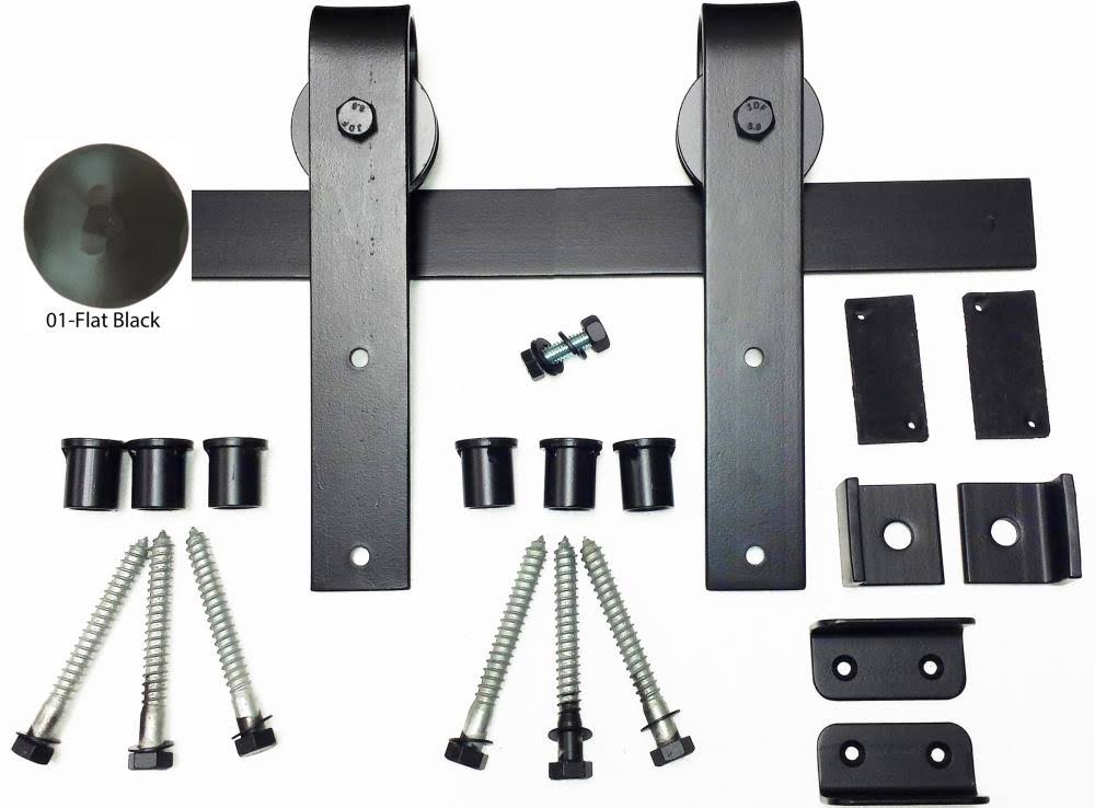 Agave Ironworks Door Track Kit Smooth Track Flat Black 6 Foot