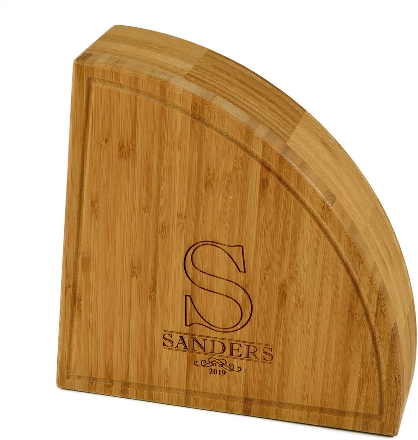 Picnic at Ascot Custom Personalized Engraved Bamboo Cheese/Charcuterie Cutting Board - Innovative Patented Design enables All in One Storage Pack of 2