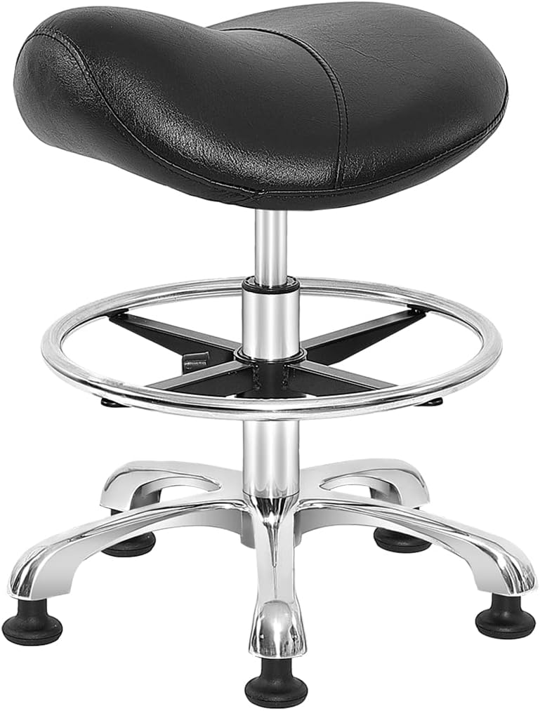 Grace&Grace Professional Saddle Stool Series Hydraulic Swivel Comfortable Ergonomic with Heavy Duty Metal Base for Clinic Dentist Spa Massage Salons Studio (with Casters, Green)