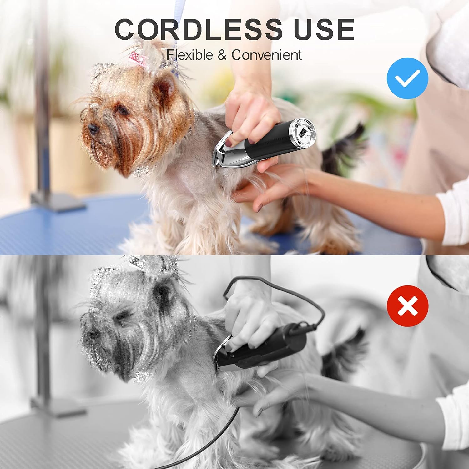 oneisall Dog Clippers Low Noise, 2-Speed Strong Power Dog Grooming Kit Rechargeable Cordless Shavers with Metal Blade for Small and Large Dogs Cats Pets Pack of 2