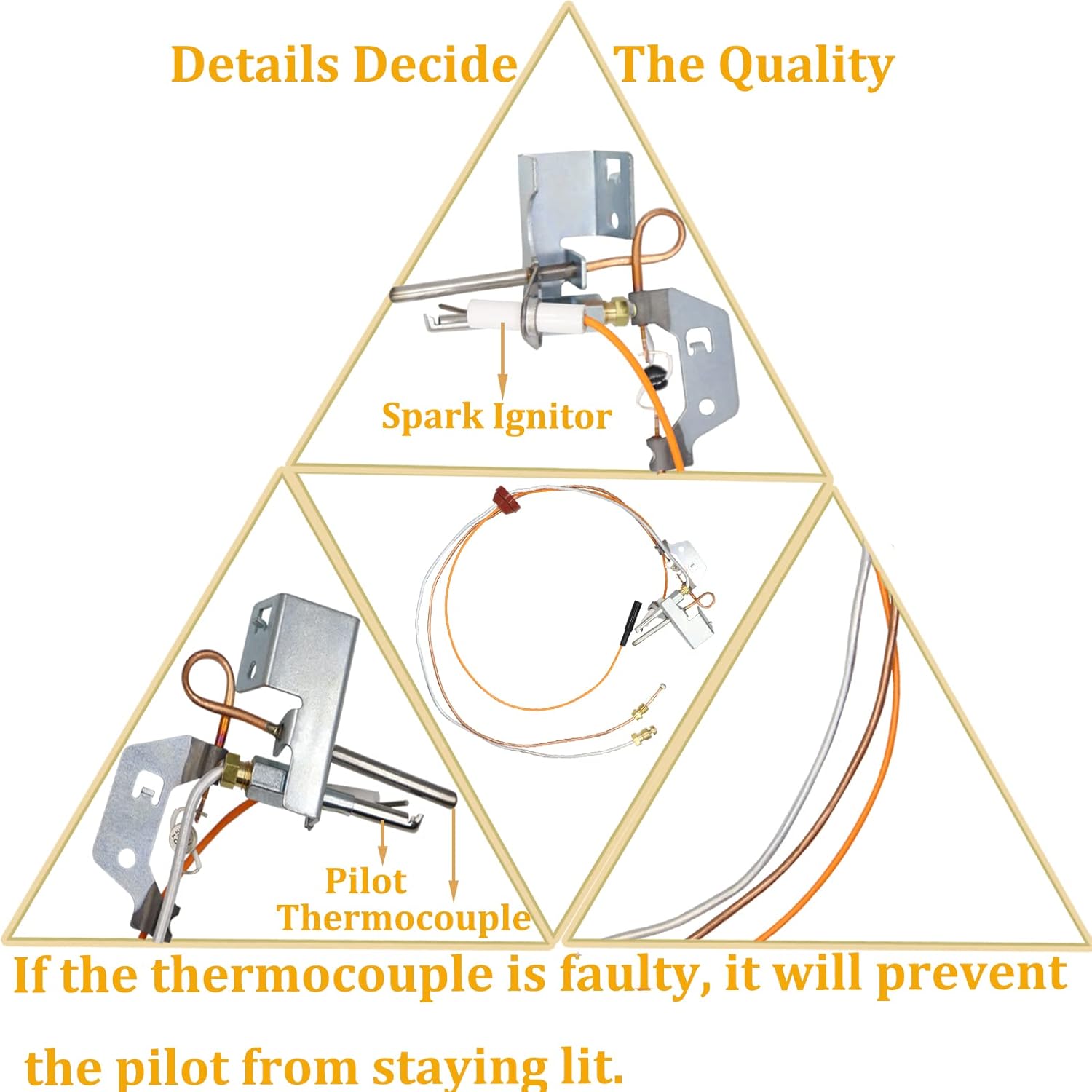 Upgraded 9003542 NAT Gas Pilot Assembly, 100109295 9003542005 18324-190 Water Heater Pilot Assembly Compatible with A.O.Smith, Kenmore, State GS and GSX Natural Gas Water Heater,190 Degree C Pack of 2