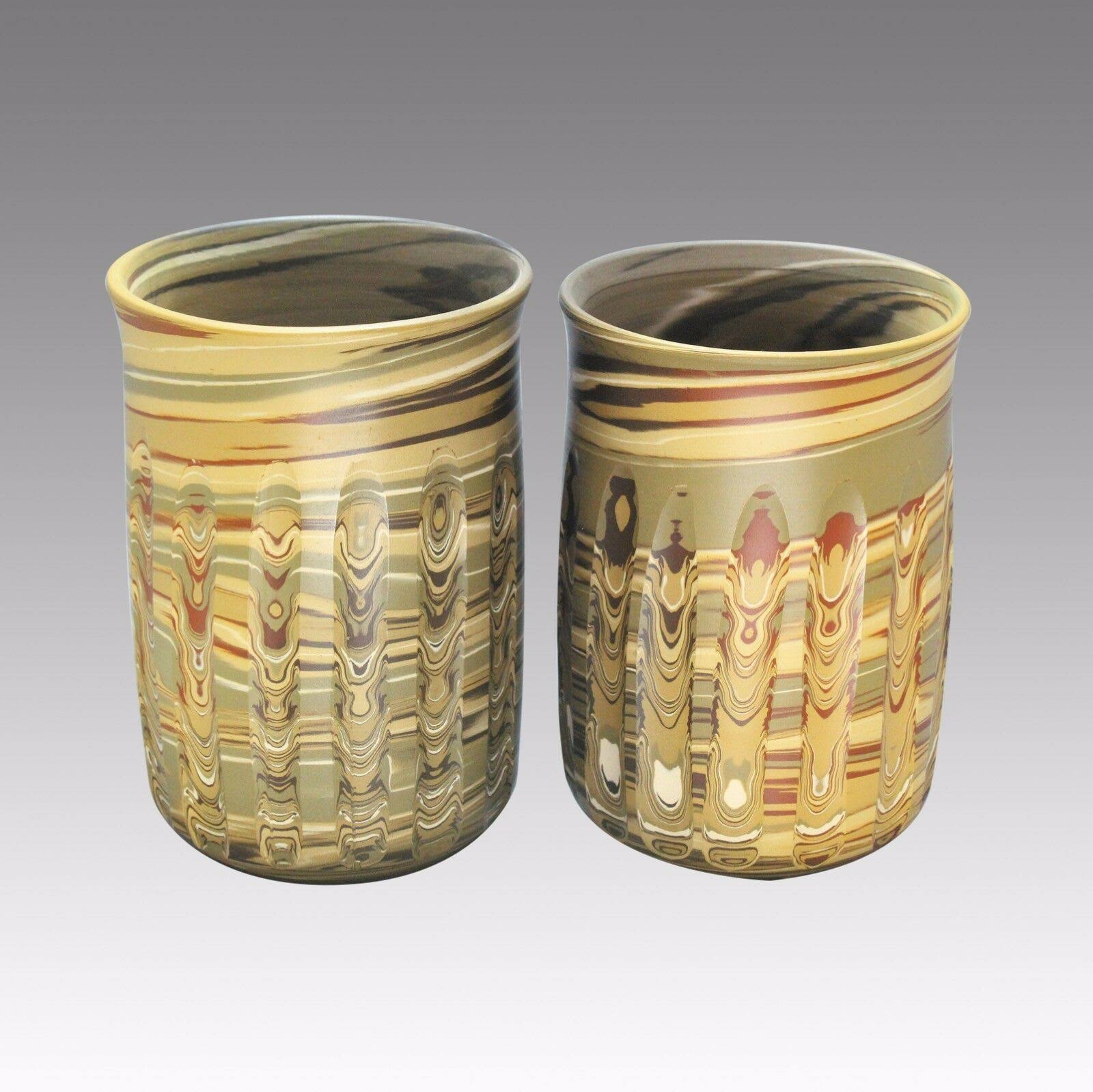 Japanese Teacups Set - Vertical Cutting - Tokoname Ceramic Ware Yunomi Chawan