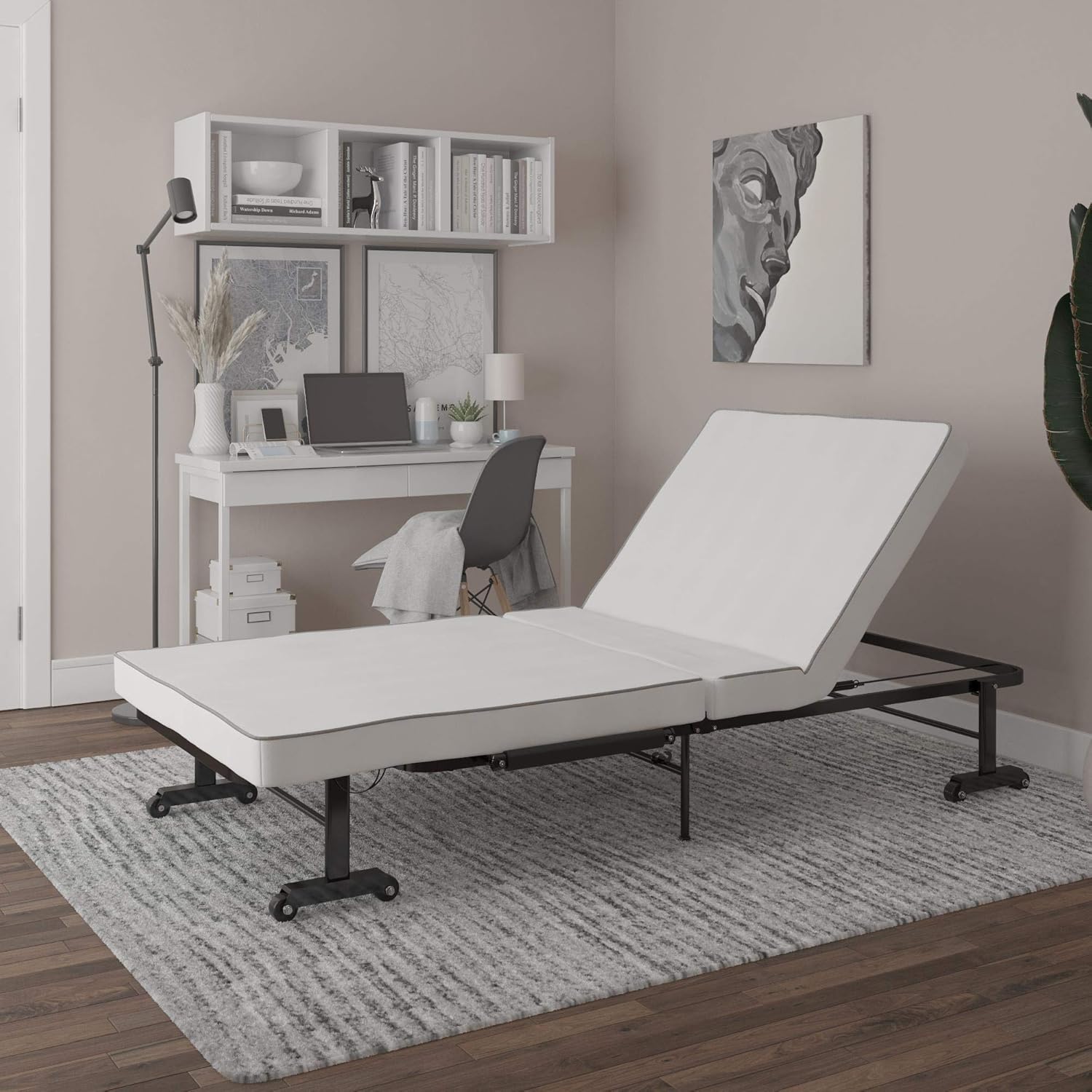 DHP Levy Folding Guest Bed with Metal Frame & 5 Inch Mattress, Twin, Black