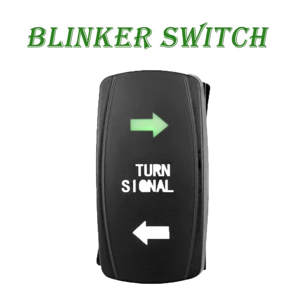 Turn Signal Rocker Switch Green LED On/Off/On Compatible with RV Vehicle Off-Road Pickup Tractor Boat Motorcycle 4Pin IP67 Universal Motor Internal Switch