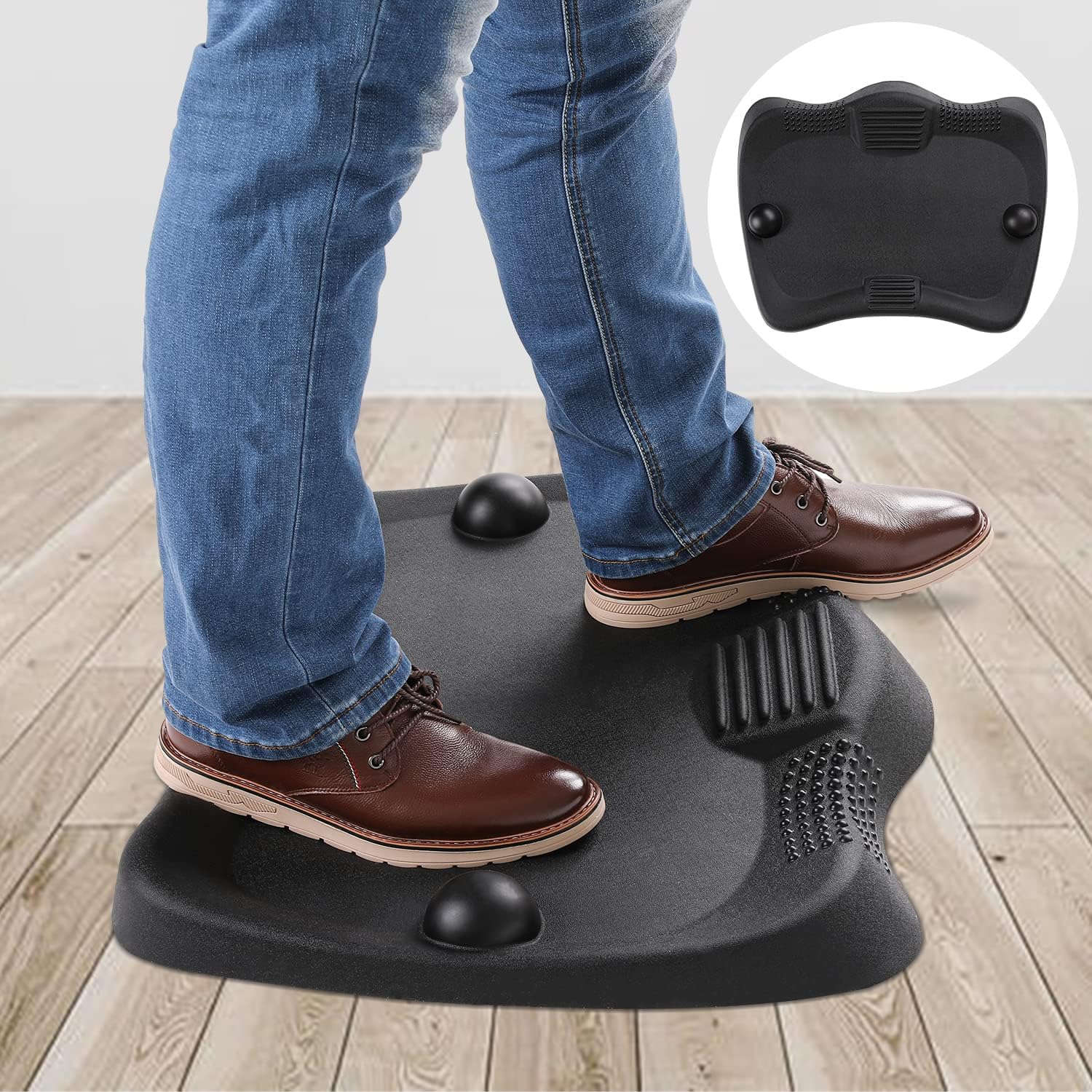 Standing Mat by DAILYLIFE, Anti Fatigue Comfort Mat, Standing Desk Mat, Ergonomic Stand Up Mat with Acupressure Massage Dots, Soft, Durable Floor Mat for Office, Workplace, Home (Large, Jet Black)