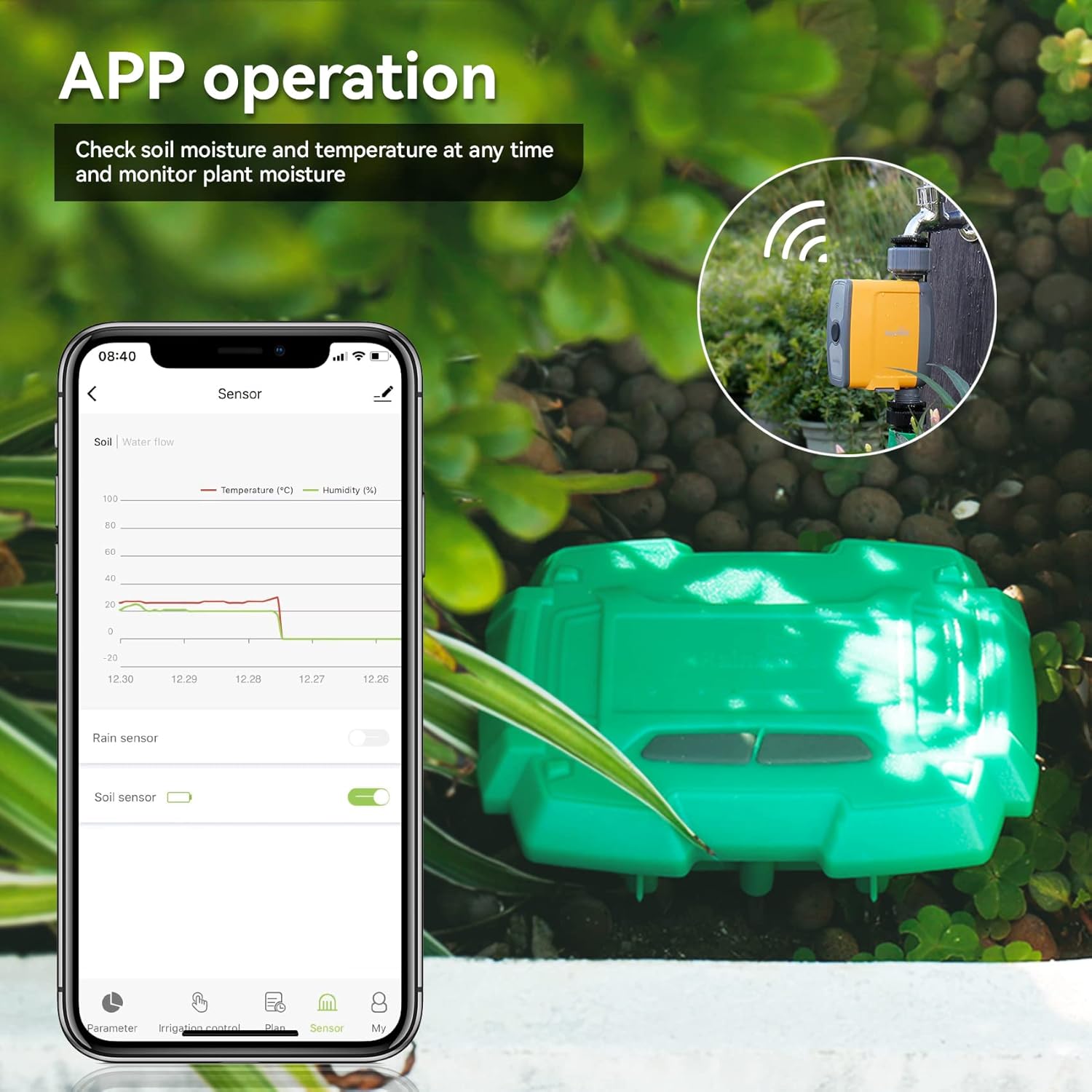 RainPoint WiFi Soil Moisture Meter, Soil Temperature Plant Water Meter Test Kit, Must be Used with TTV103WRF or TTV203WRF WiFi Sprinkler Timer and TWG004WRF WiFi Hub (Only Include Soil Tester) Pack of 2