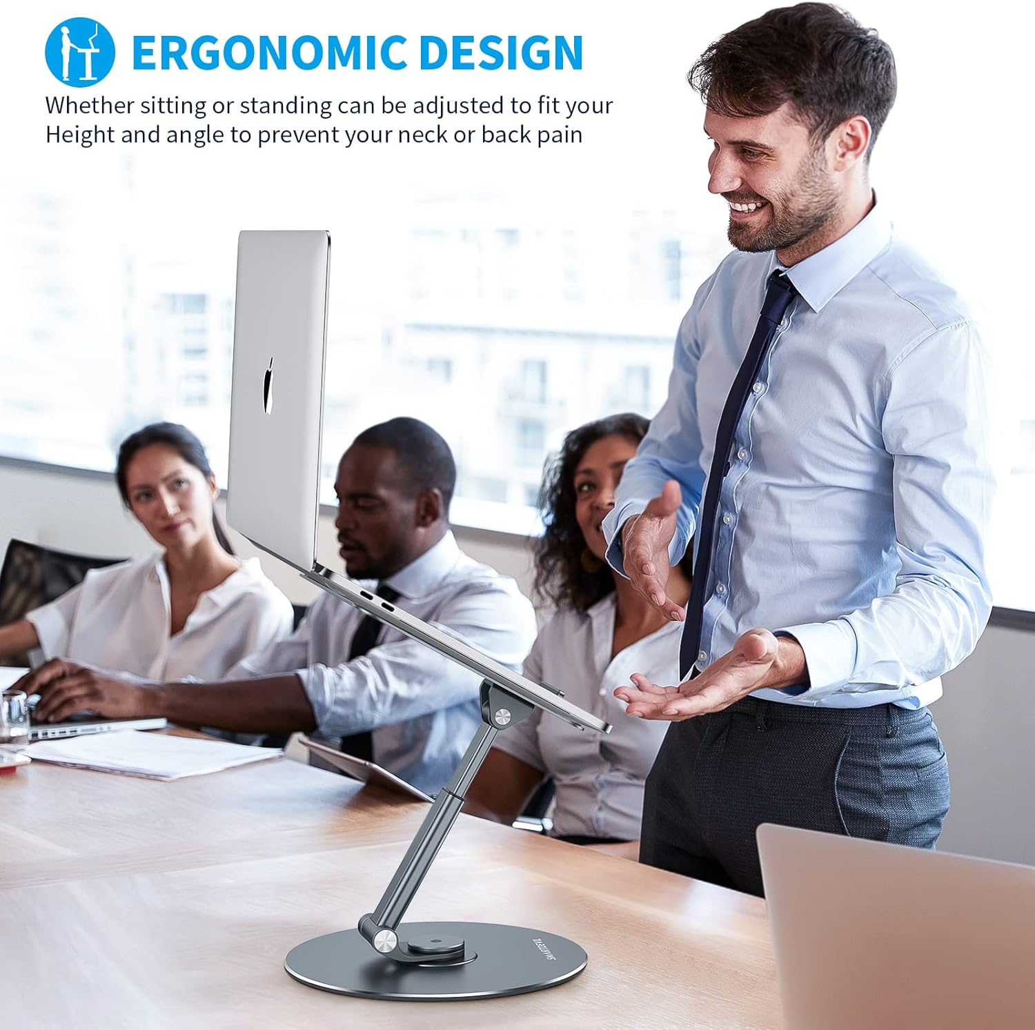 SmartDevil Laptop Stand for Desk, Adjustable Height to 20'', Computer Stand for Laptop, Laptop Riser with 360 Rotating Base, Portable Laptop Holder for MacBook Air Pro, All Laptops up to 17 inches