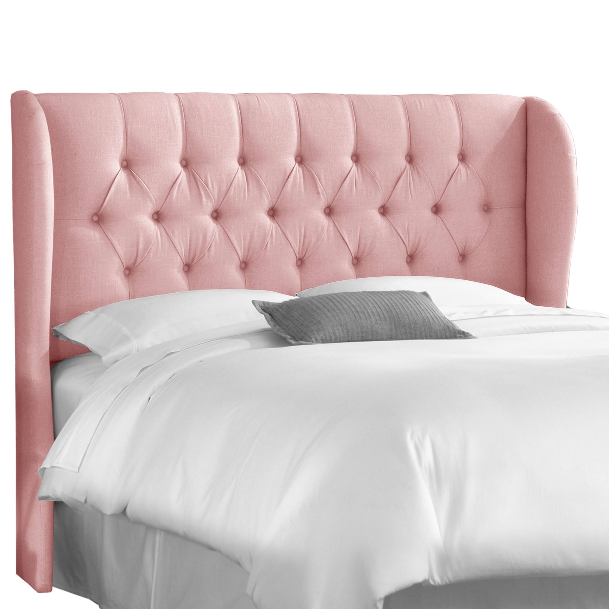 Queen Tufted Wingback Headboard Blush Linen - Threshold