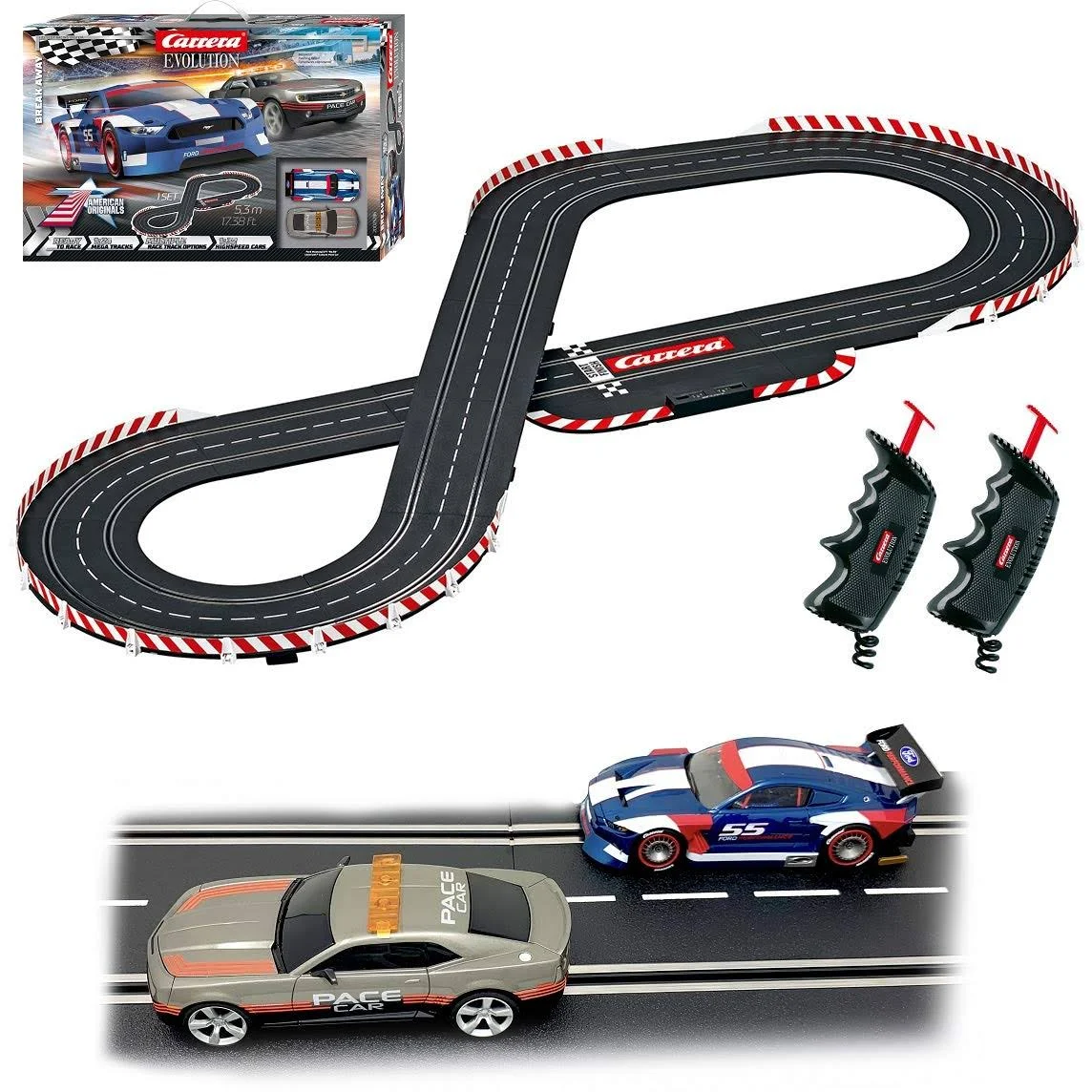 25236 Carrera Evolution Break Away 1:32 Analog Slot Car Racing Set