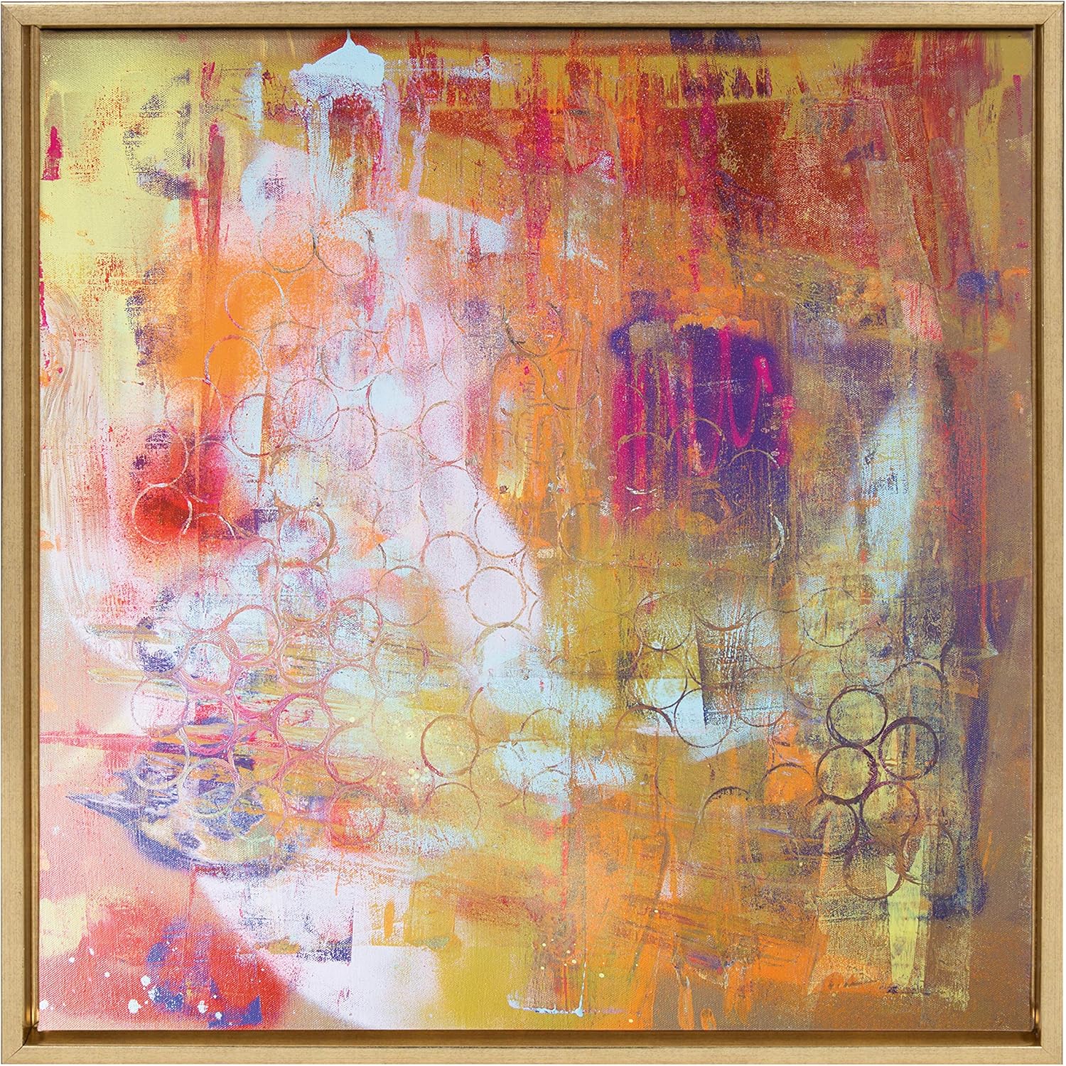 Kate and Laurel Sylvie Gold Abstract Art Framed Canvas by Grant Mahr 24x24 Pack of 2