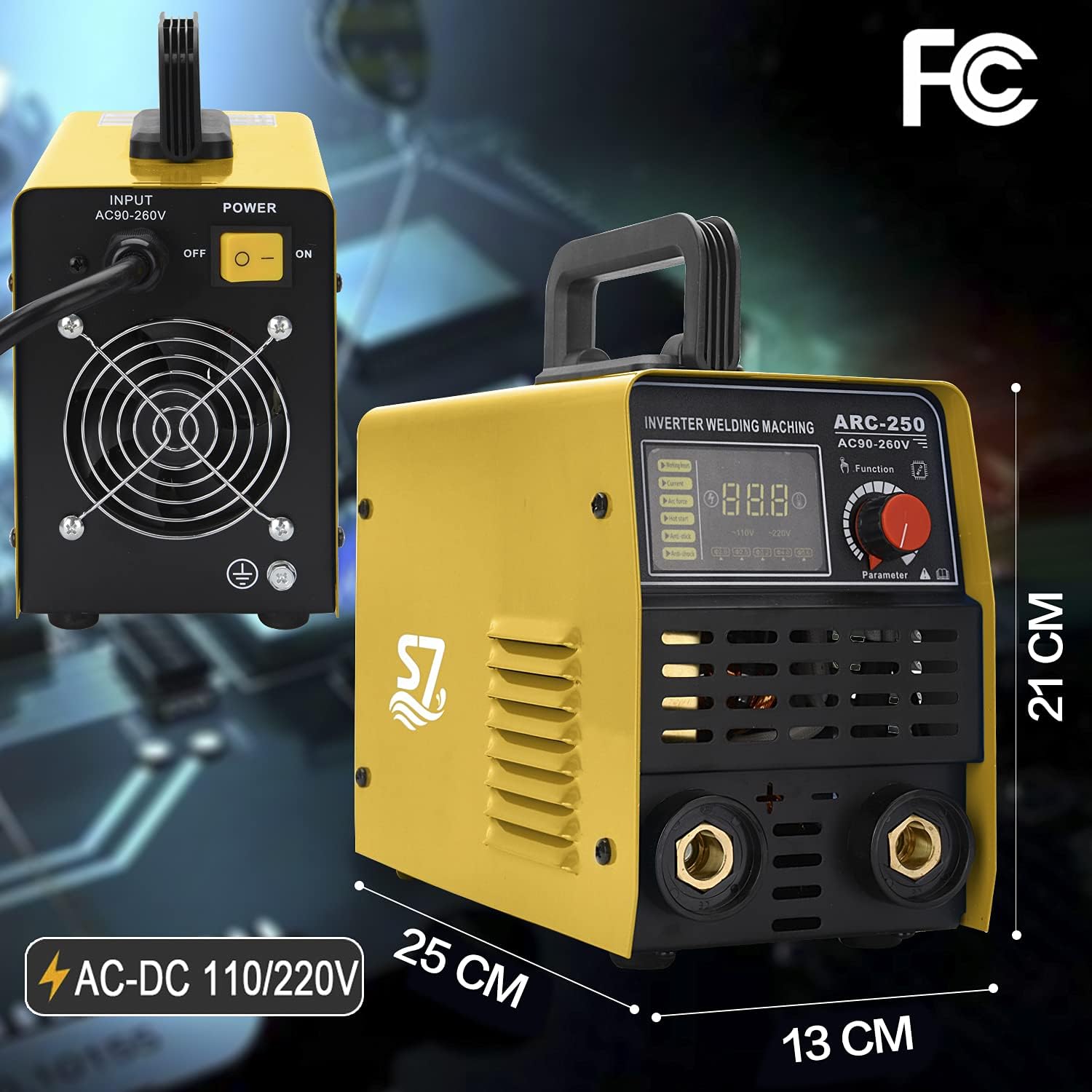 Welder，250A ARC Inverter 110V&220V Welder Machine IGBT Digital Display LCD Hot Start Welder with Electrode Holder,Work Clamp, Input Power Adapter Cable and Holder