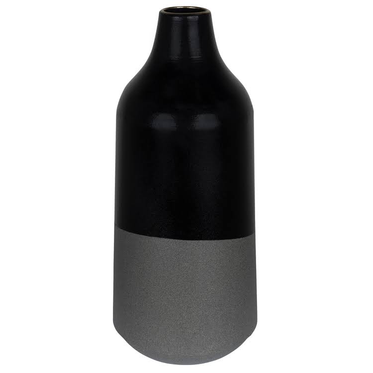 Stratton Home Decor Tall Black and Grey Dipped Vase S36856