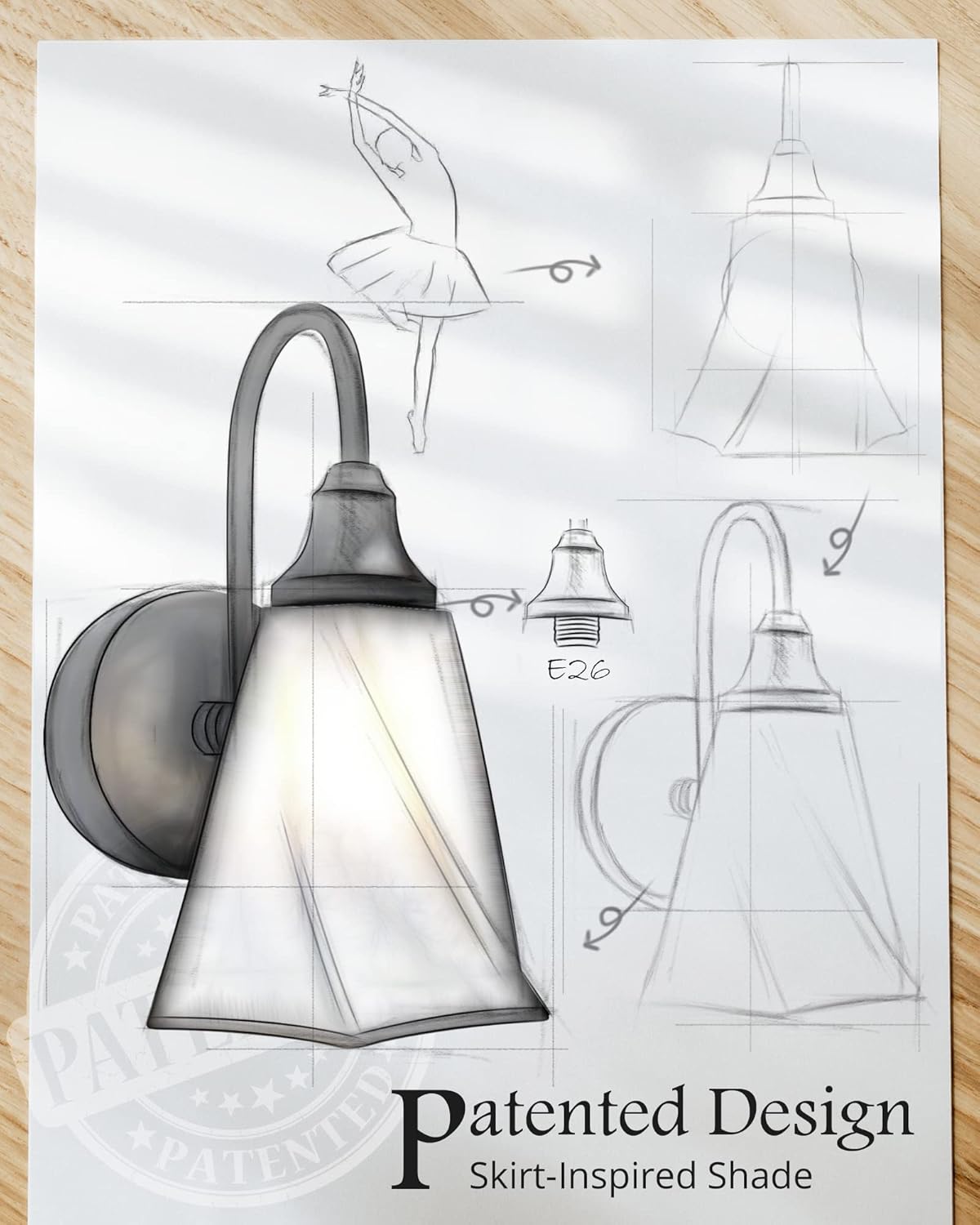 UL-Listed Wall Light Fixtures Set of Two, JACKYLED Matte Black Wall Sconces with Skirt Glass Shade, Modern Bathroom Light Fixtures for Living Room Mirror Bedroom Kitchen Hallway