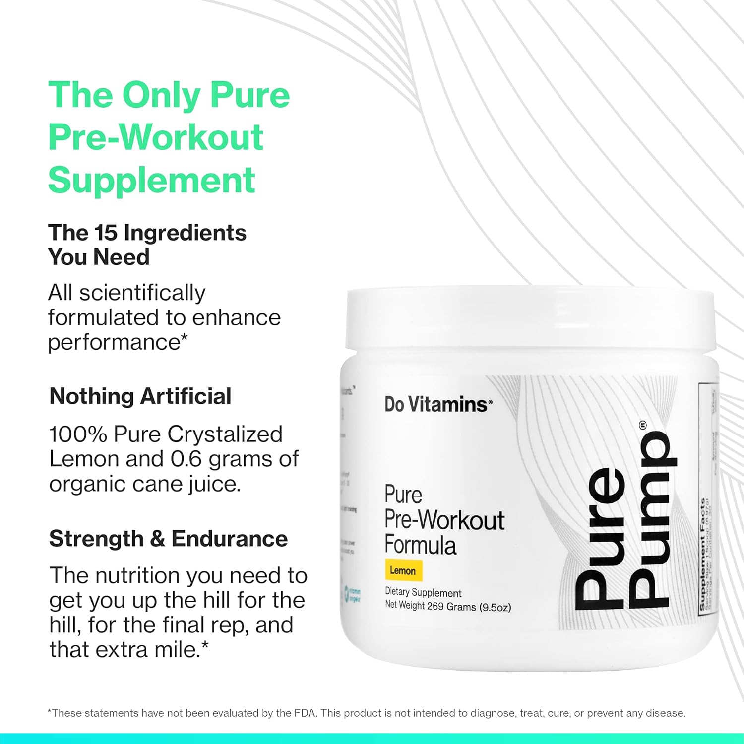 Do Vitamins PurePump - All-Natural Clean Preworkout Powder, Boost Energy, Focus, NO Pumps, Endurance, Keto, Vegan, Non-GMO, Third-Party Tested, Citrulline, Beta Alanine, Lemon Flavor (30 Servings) Pack of 2