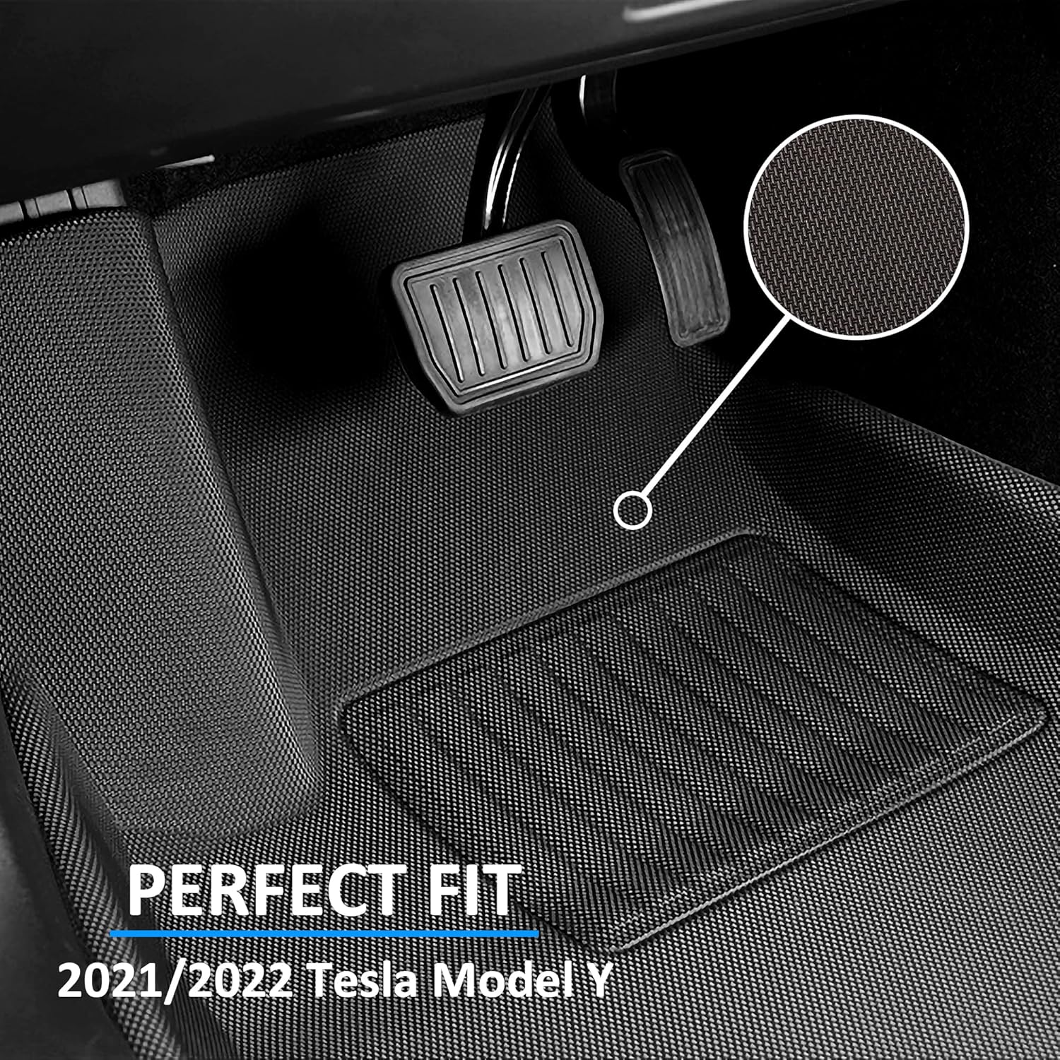 ROSON Floor Mats Fit for 2021 2022 Tesla Model Y, 3D All-Weather Anti-Slip Waterproof Full Cover Floor Liners Accessories (3 Pieces/Set)
