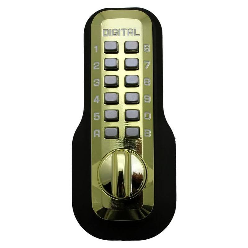 Lockey USA Mechanical Keyless Surface Mount Slide Deadbolt LOCK; Bright Brass