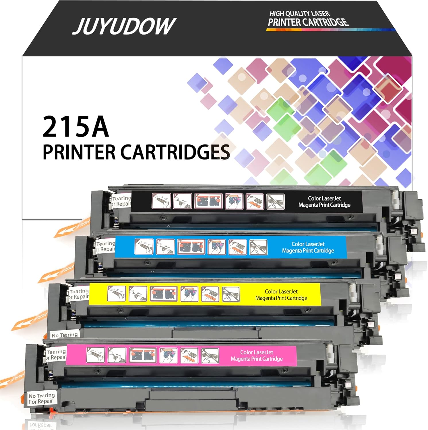 Juyudow Toner Cartridge for HP 215A 215X W2310A W2311A W2312A W2313A Compatible for HP Color Pro MFP M182 M183 M155 Printer(No Chip, 4 Packs)
