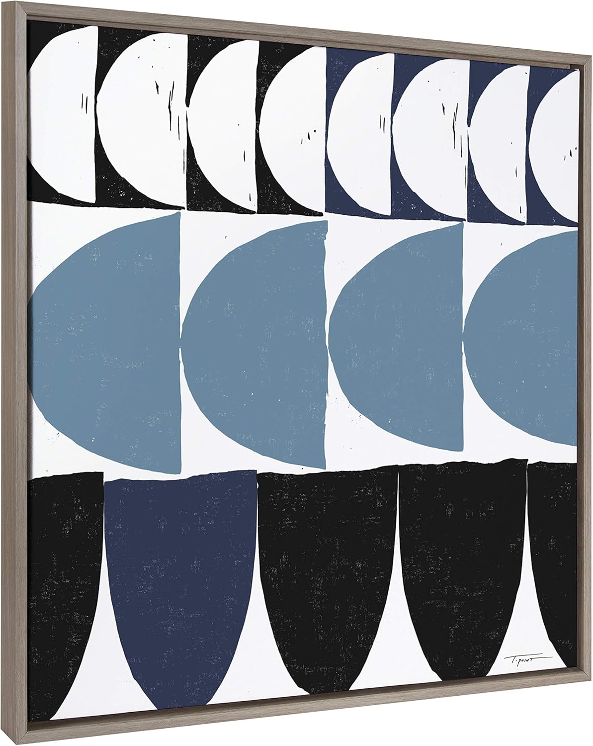 Kate and Laurel Sylvie Arches in Blue Framed Canvas by Statement Goods, 30x30 Gray, Square Abstract Print for Living Room, Dining Room, Kitchen, or Bedroom