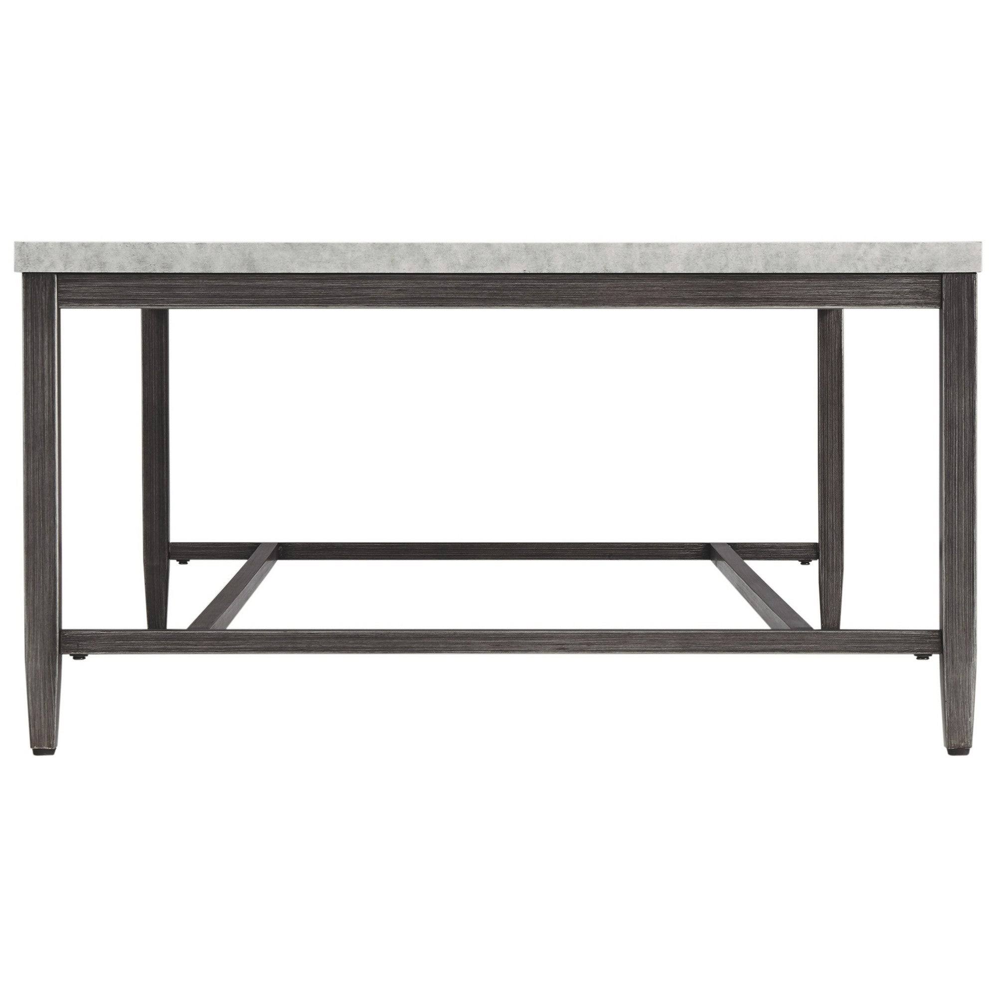 Benjara Bm226531 Rectangular Shape Cocktail Table with Faux Concrete Top, Gray and Black