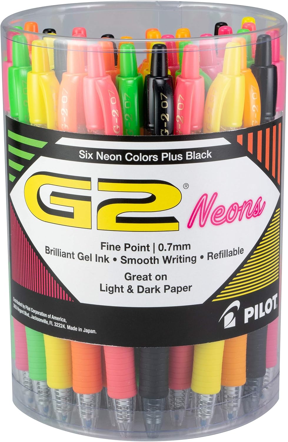 PILOT G2 Premium Refillable & Retractable Rolling Ball Gel Pens, Fine Point, Black/Blue Inks, Pack of 2 Tubs (144 Total) (56040)