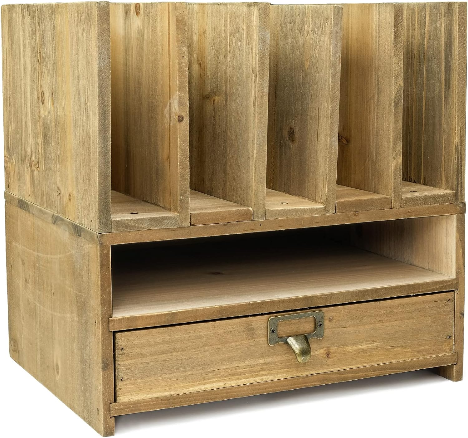 Excello Global Products Wooden Vertical Letter Tray Desk Organizer - Brown Pack of 2