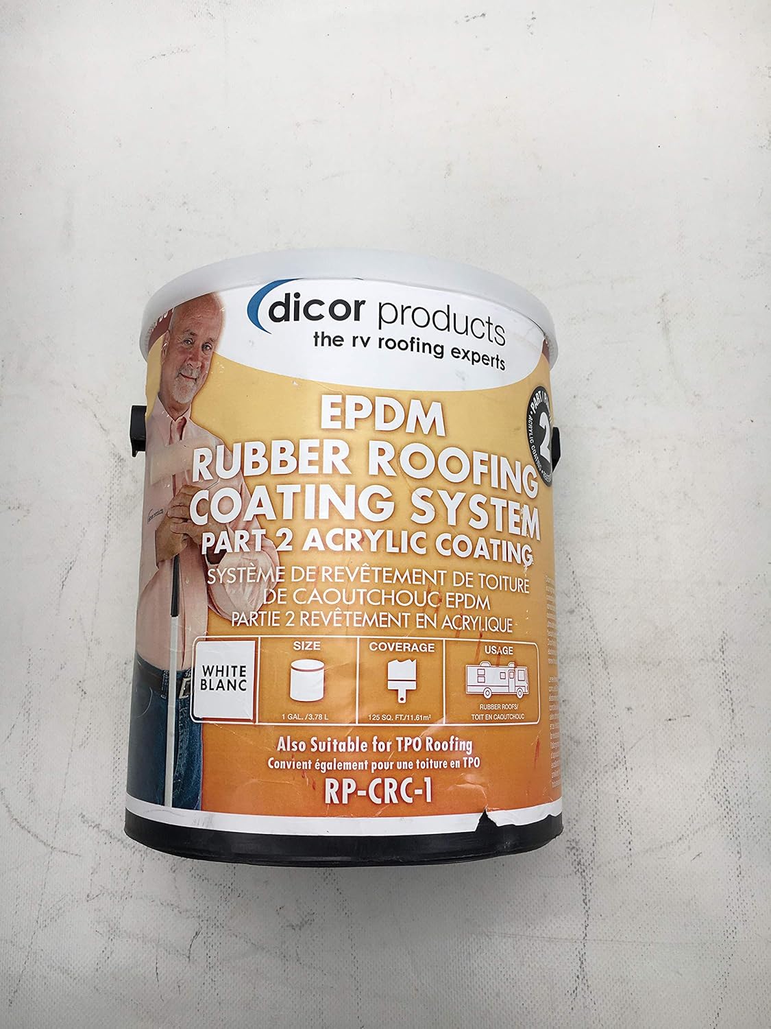 Dicor RPCRC1 White EPDM Rubber Roof Coating - 1 Gallon Pack of 2