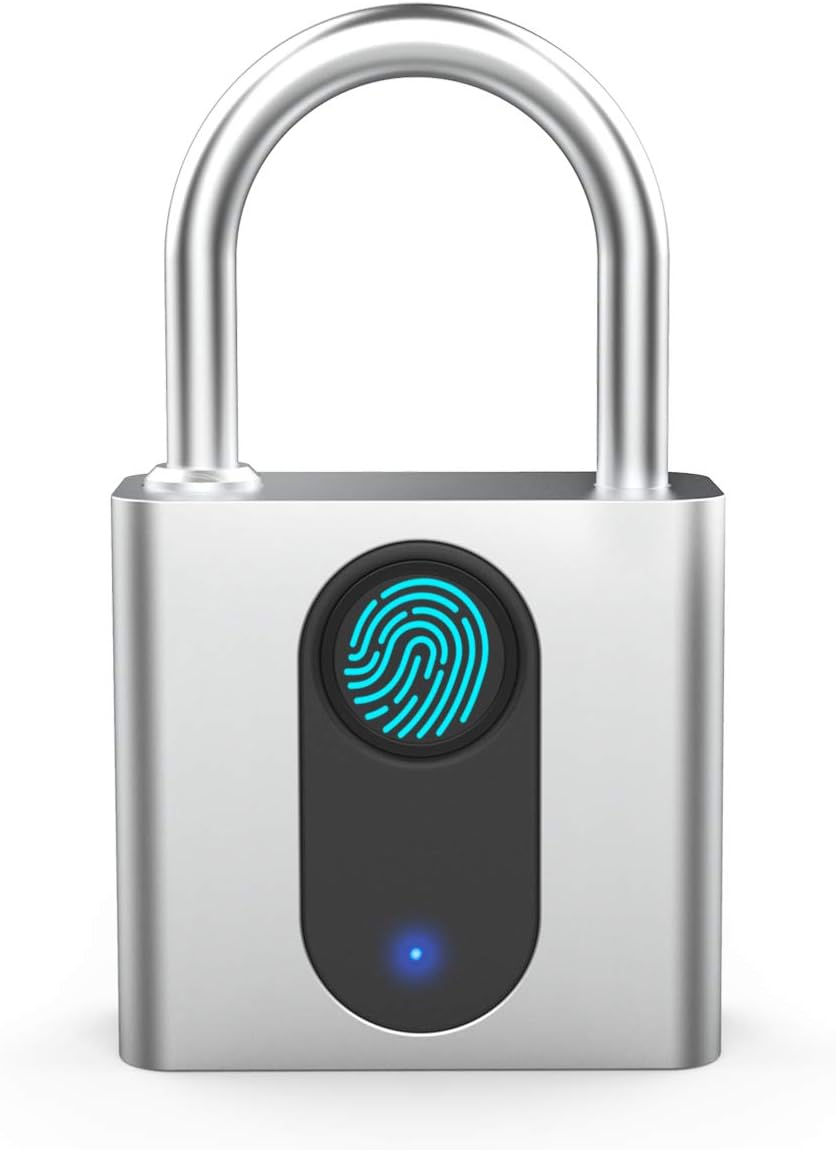 Fingerprint Padlock, MEGAFEIS Smart Padlock, Bluetooth Lock, Mobile APP, IP66 , Biometric Lock with Keyless for Lockers, Office, School, Gym, Factory, Garage, Storage, Gate, Shed, Bike, Cabinet.