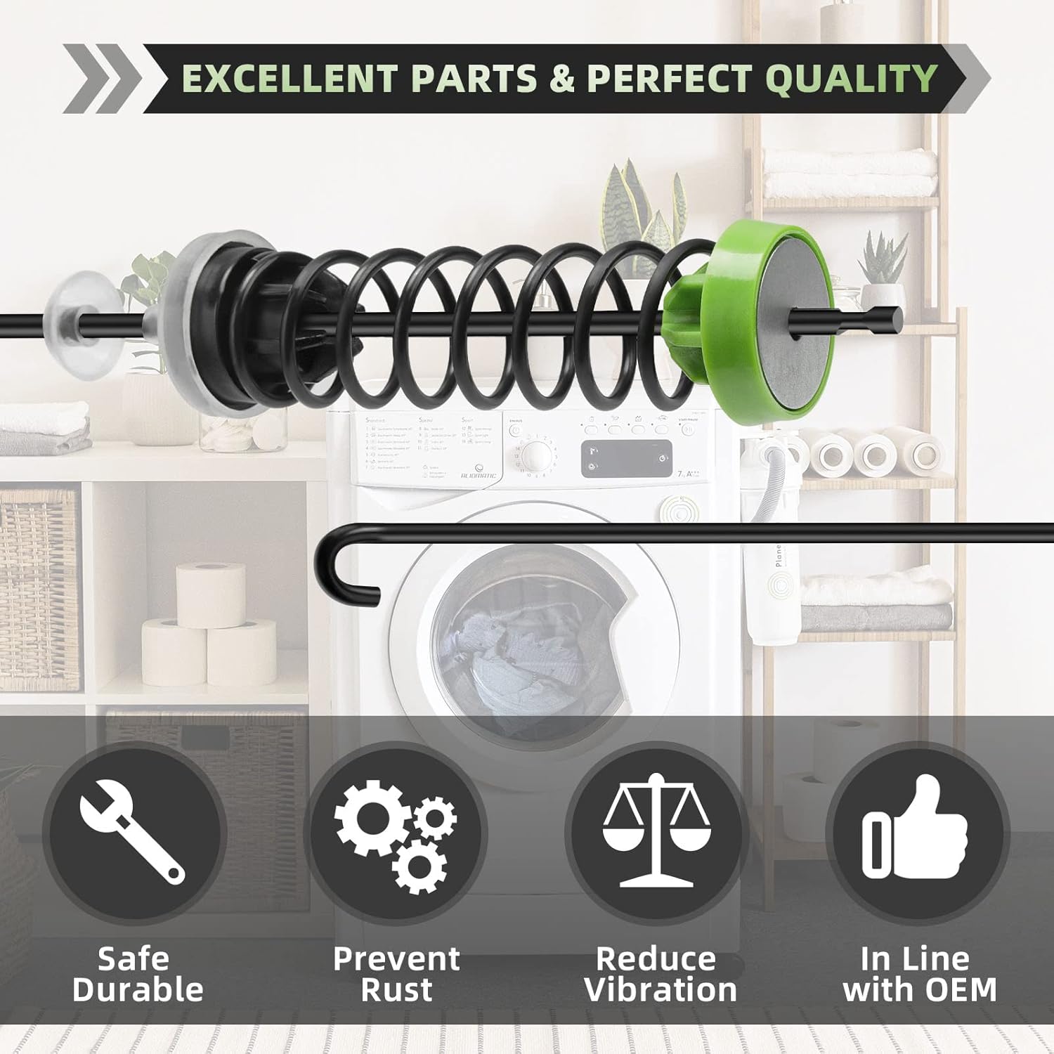 W11130362 Washer Suspension Kit Compatible with Whirlpool Kenmore Amana Maytag Washing Machines - Replace MVWC565FW1, MVWC565FW0, WTW5000DW2, WTW5000DW0, WA45H7000AW, RTW4516FW1, WTW5000DW1